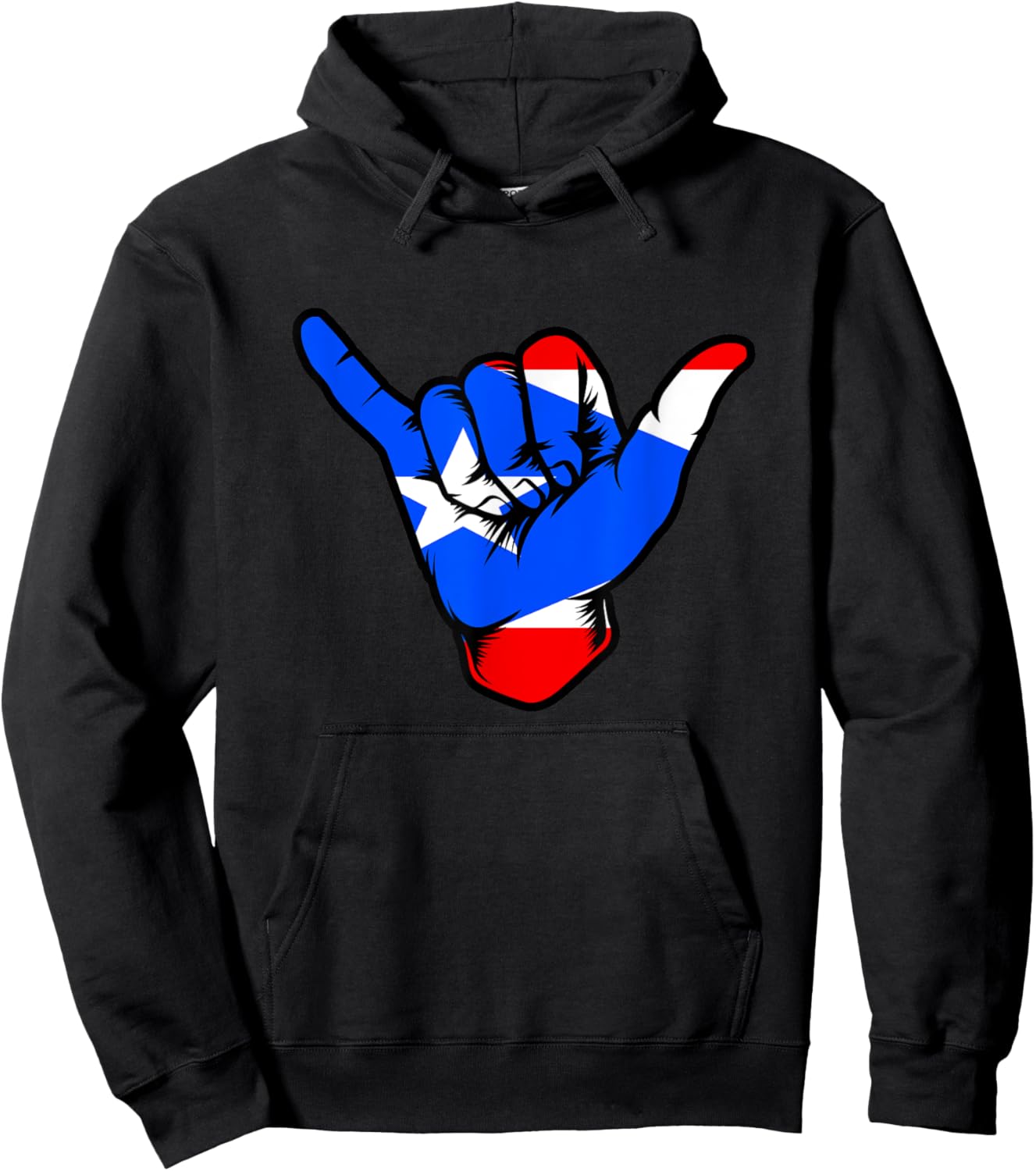 Boricua Puerto Rico PR Flag Puerto Rican Shaka Hand Hawaiian Hoodie - Hoodie | Black