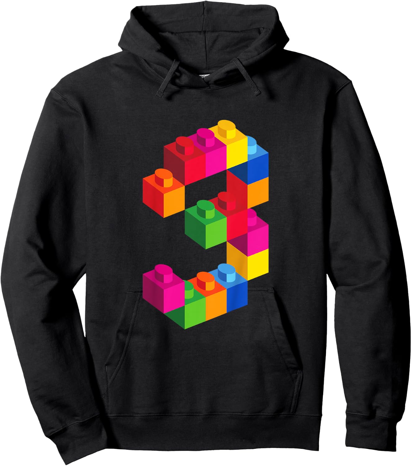 3 Year Old Building Blocks Birthday T Shirt Bricks 3rd Gift Hoodie - Hoodie | Black