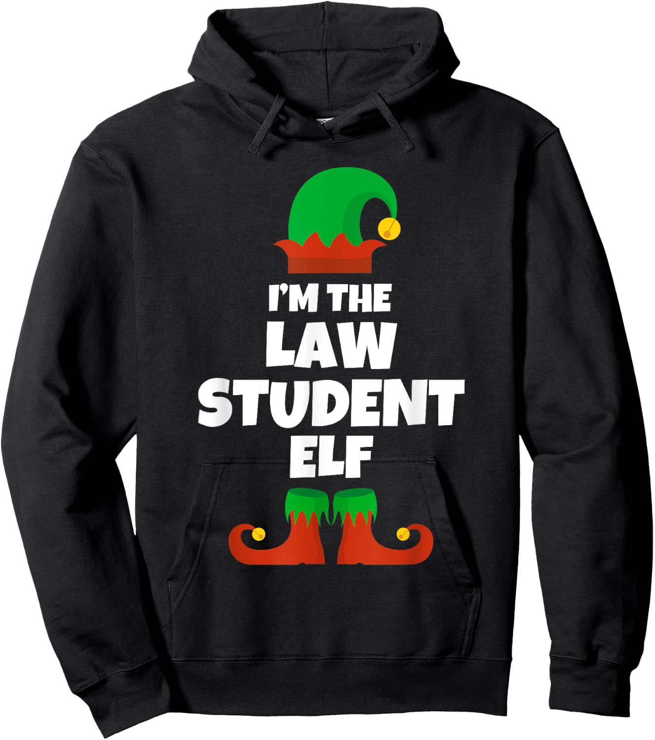I'm The Law Student Elf Family Pajama Christmas Funny Hoodie - Hoodie | Black