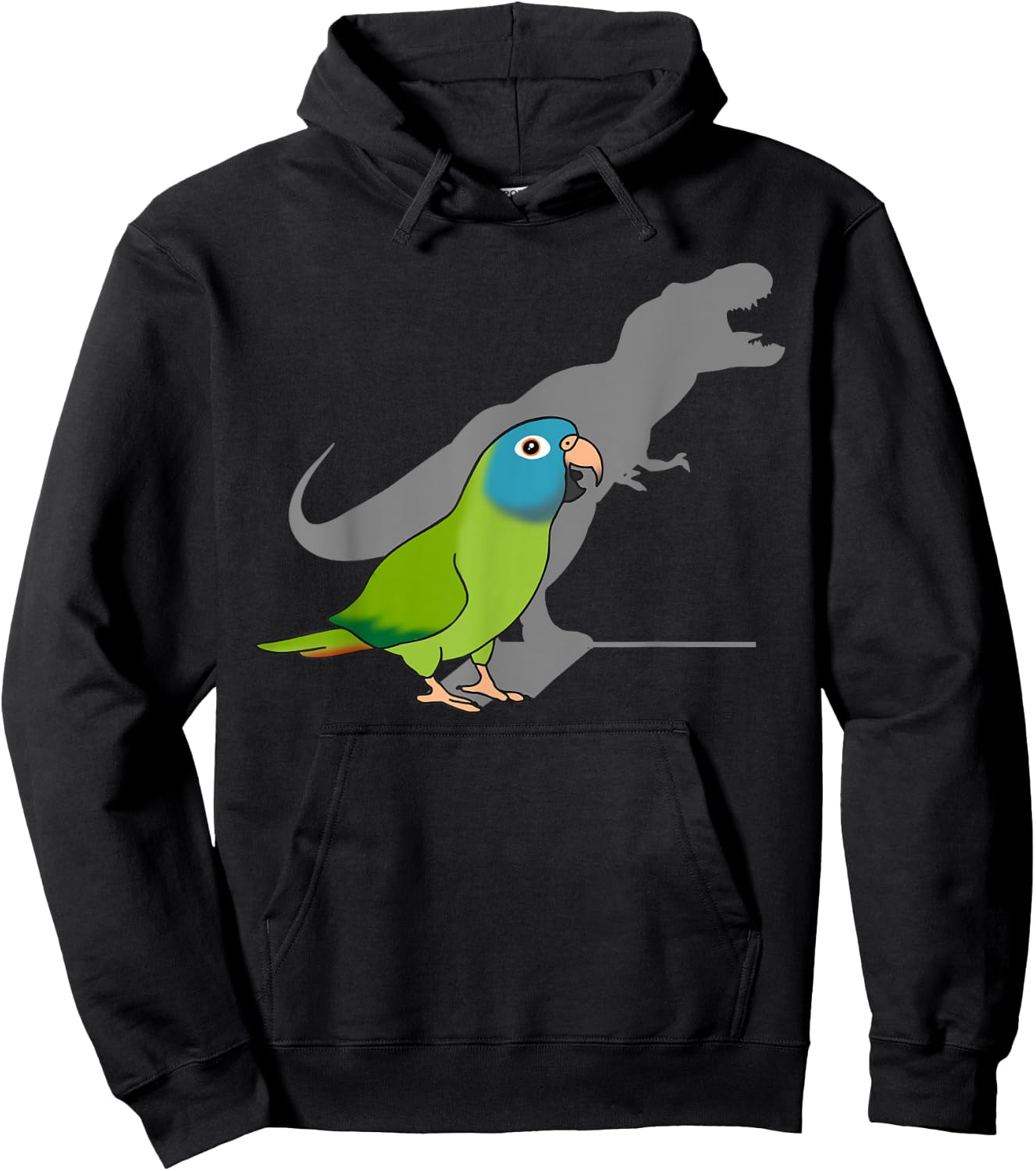 T-rex Blue Crowned Conure, Funny Dinosaur Shadow Parrot Hoodie - Hoodie | Black