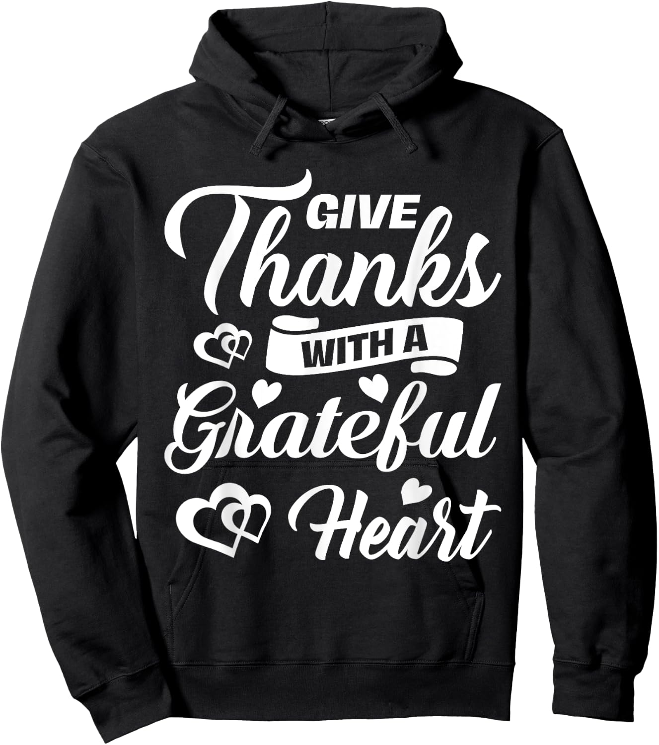 Give Thanks With Grateful Heart Thanksgiving Holiday Gift Hoodie - Hoodie | Black