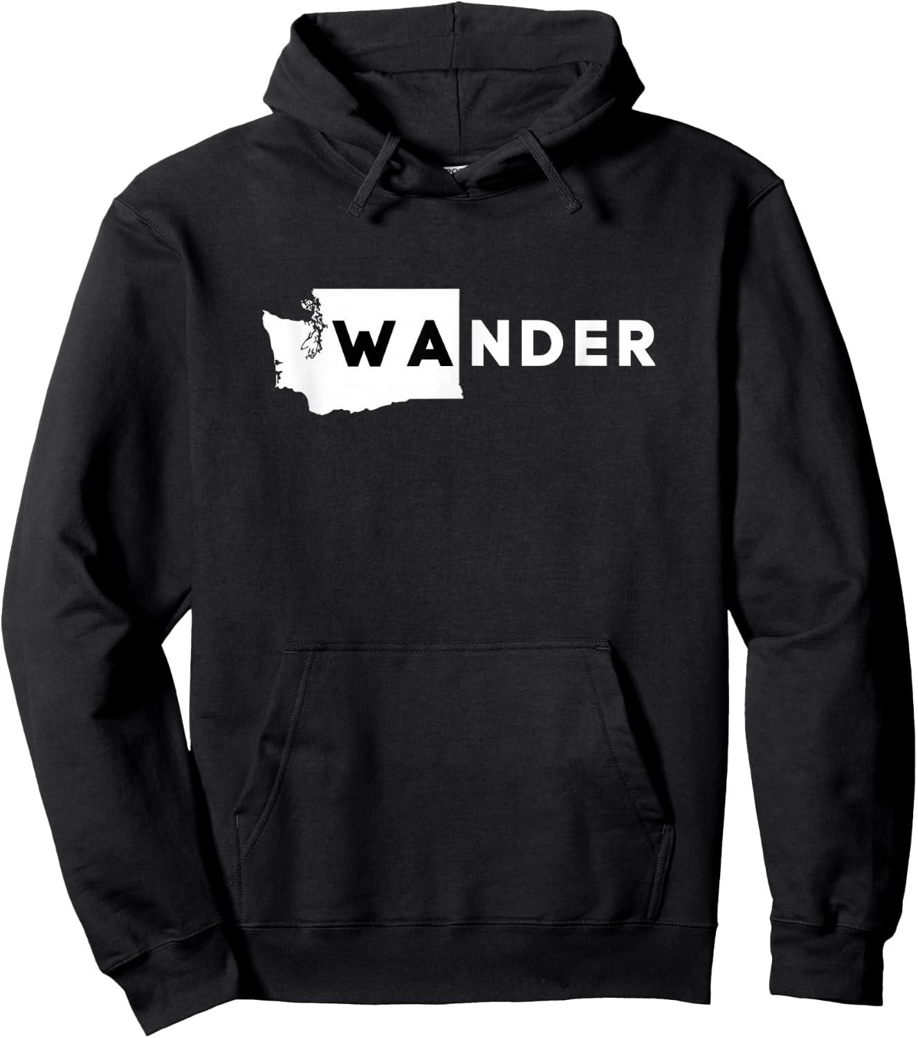 WA State Shirt, Wander , Washington, State Silhouette Hoodie - Hoodie | Black