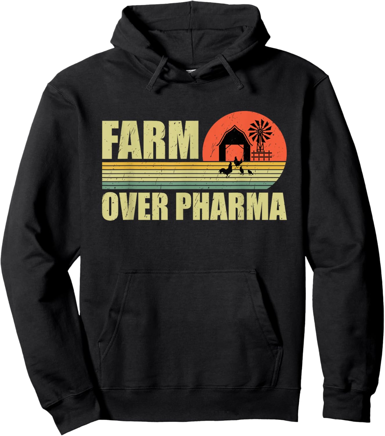 Farm Over Pharma Family Farming Mom Dad Grandpa Vintage Hoodie - Hoodie | Black
