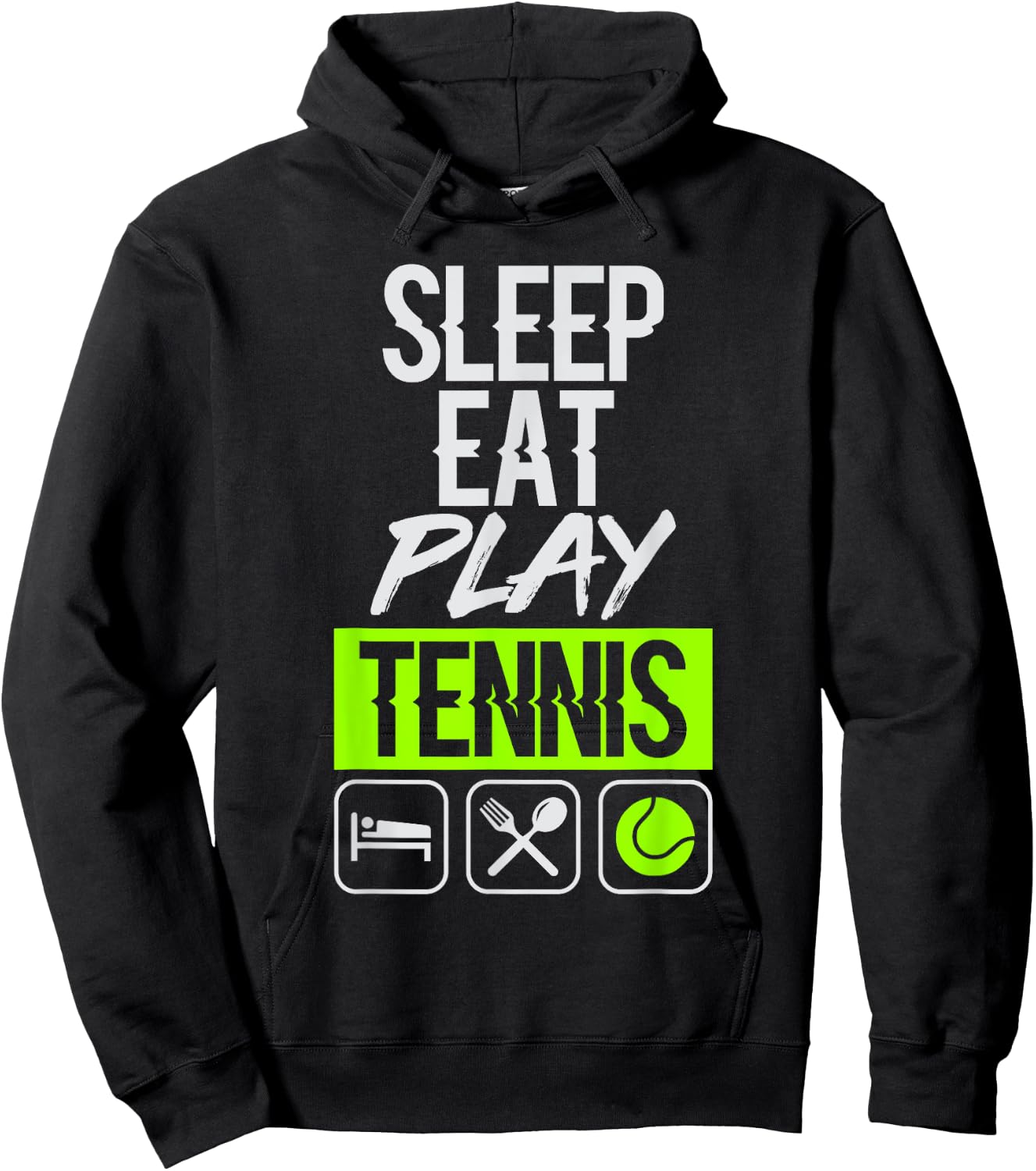 Sleep Eat Play Tennis Sports Hoodie - Hoodie | Black