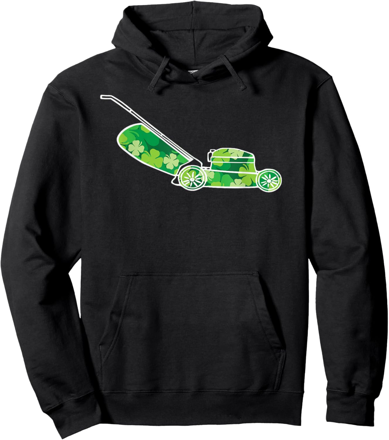 Funny St Patrick's Day Shamrock Lawn Mower Grass Mowing Dad Hoodie - Hoodie | Black