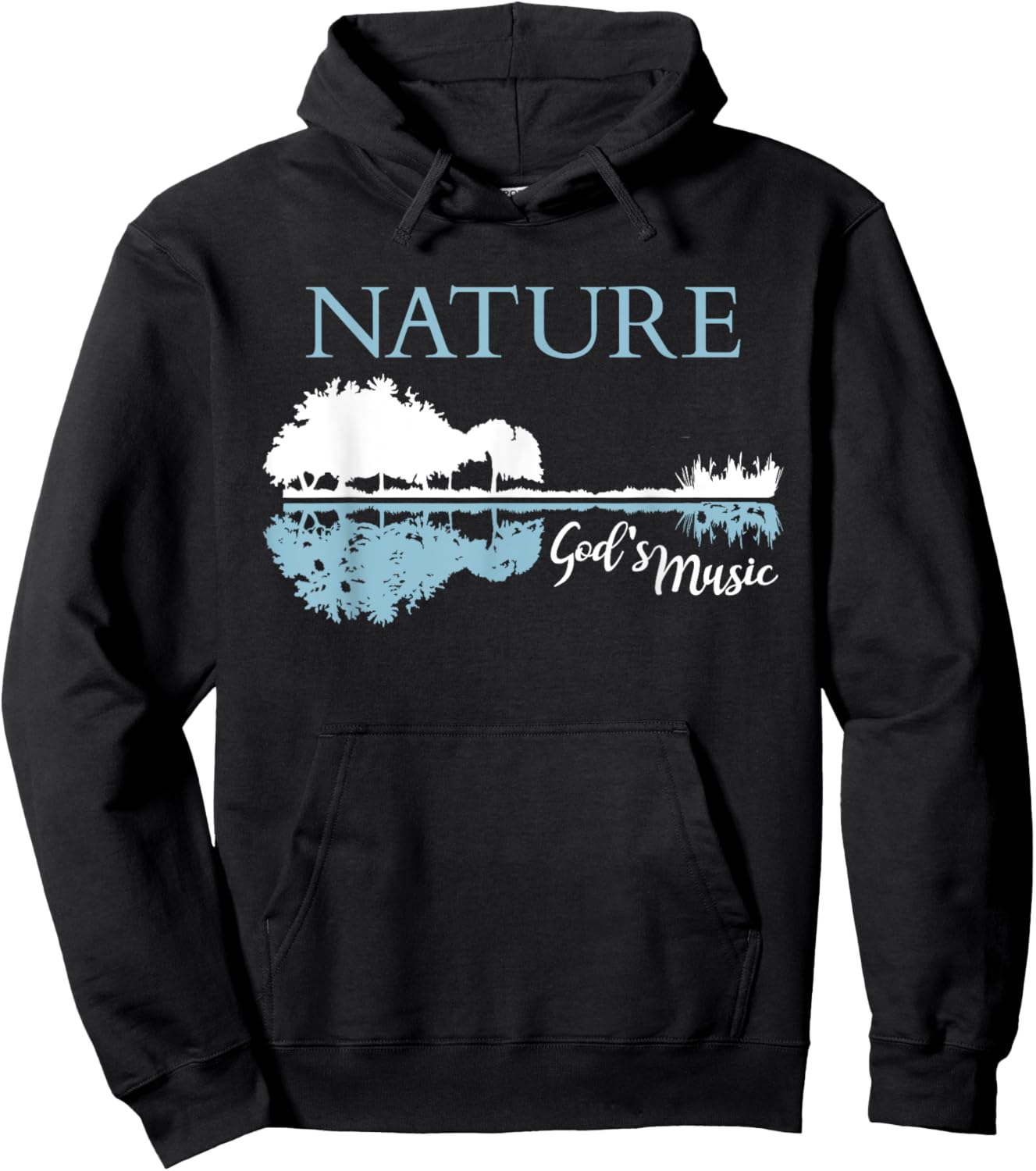 Nature God's Music Christian Outdoors Musician Guitar Lake Hoodie - Hoodie | Black