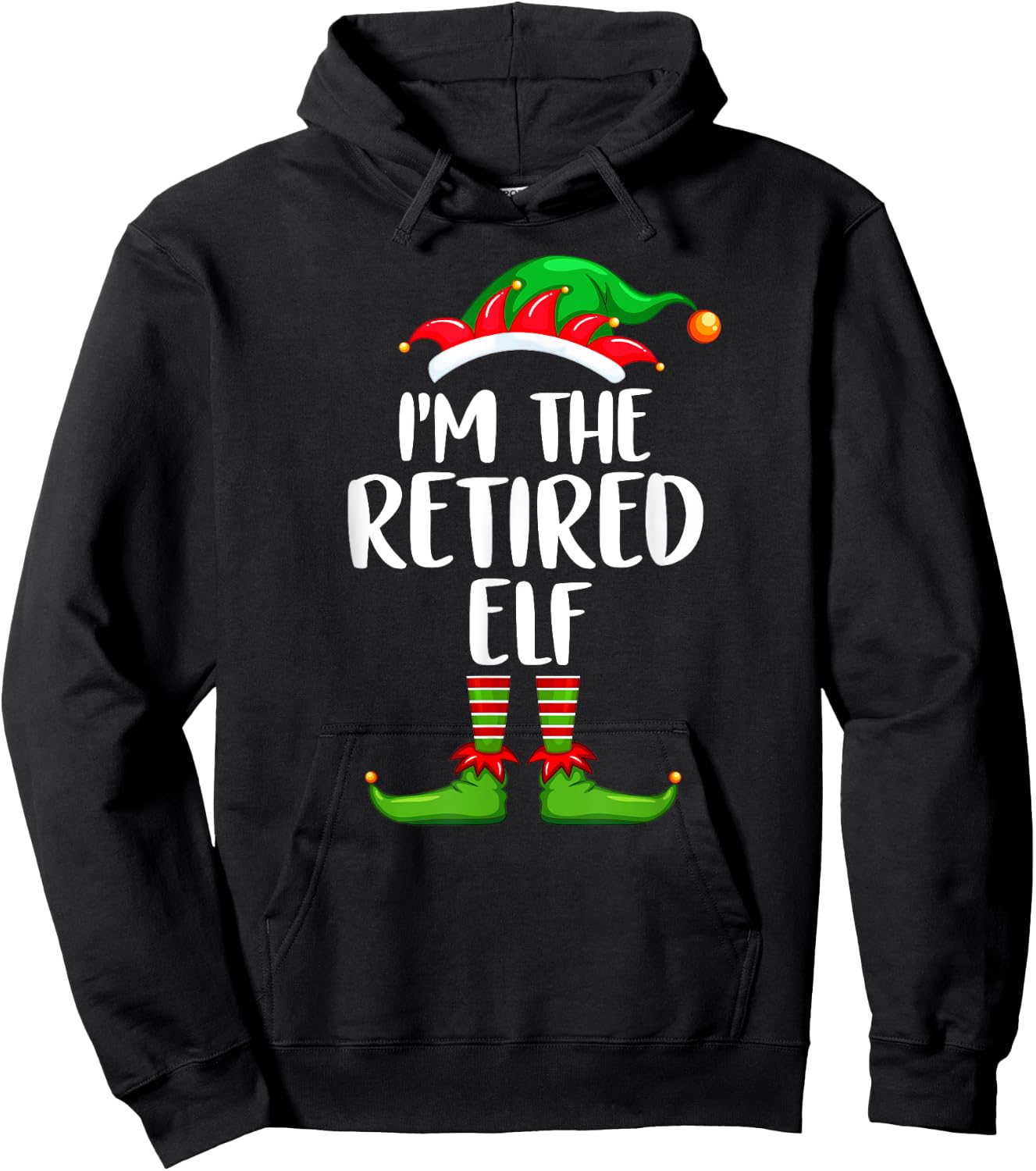I'm The Retired Elf Shirt Matching Family Group Christmas Hoodie - Hoodie | Black