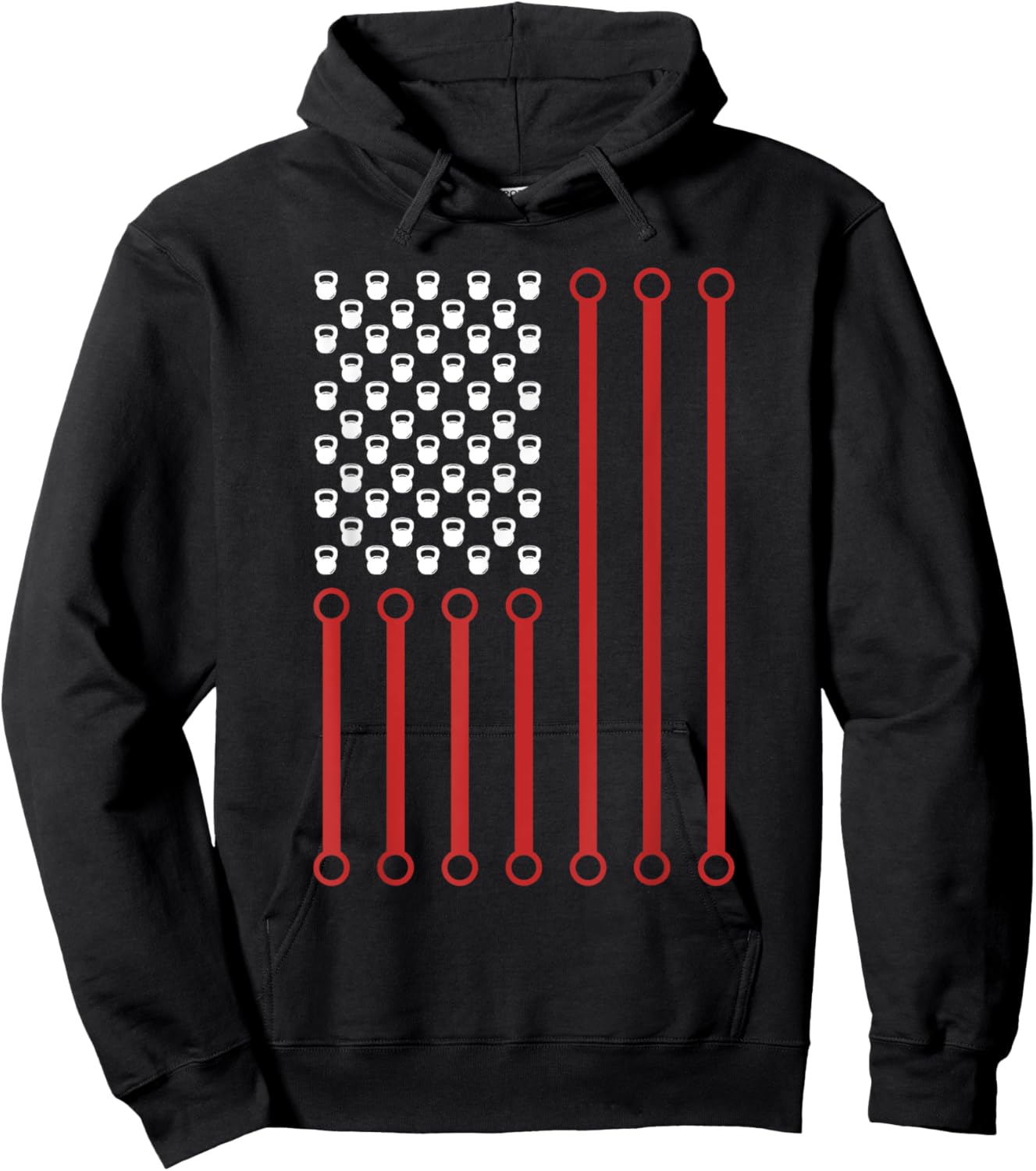 Kettlebell Workout American Flag Fitness Training Kettlebell Hoodie - Hoodie | Black