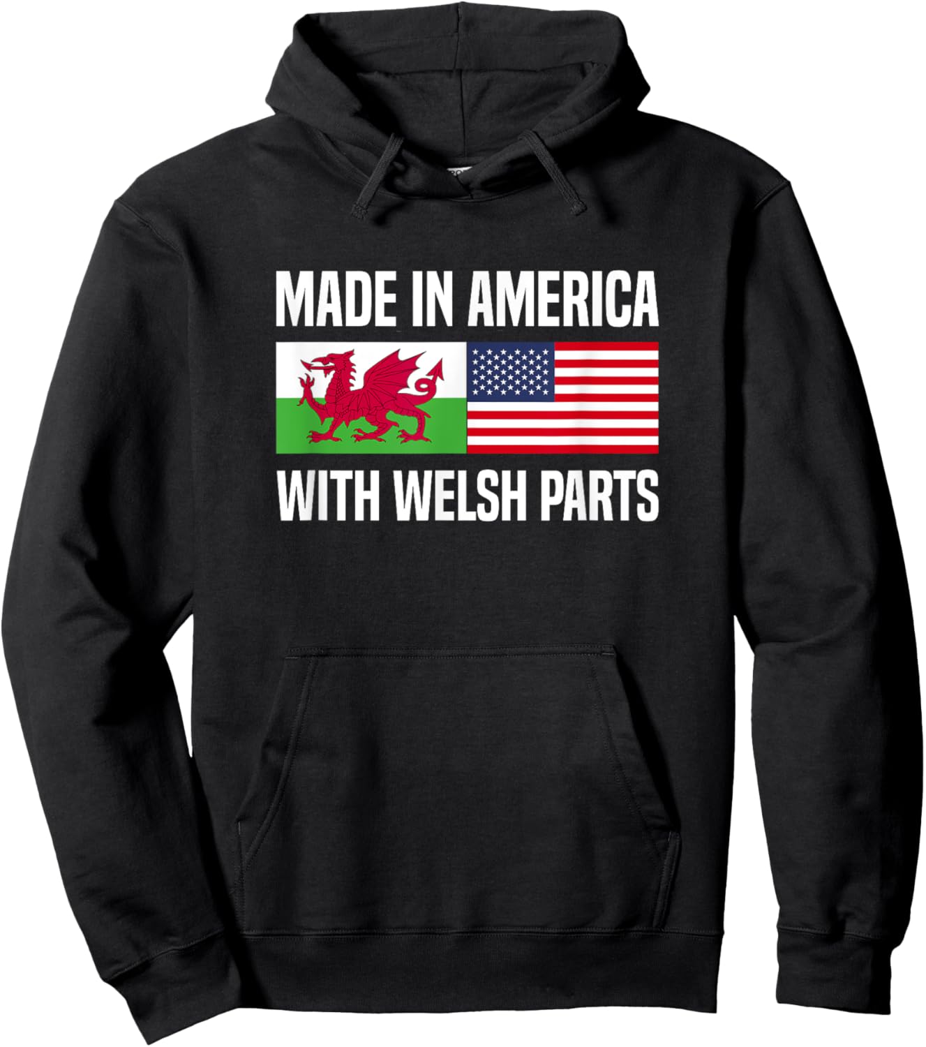 Made in America with Welsh Parts Welsh American Hoodie - Hoodie | Black