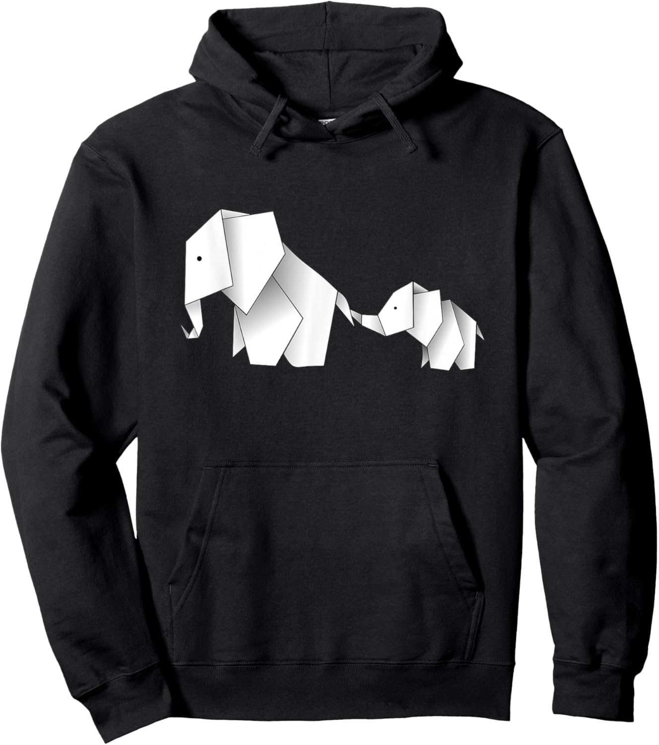 Elephant Shirt Cute Origami Elephant and Baby Elephant Hoodie - Hoodie | Black