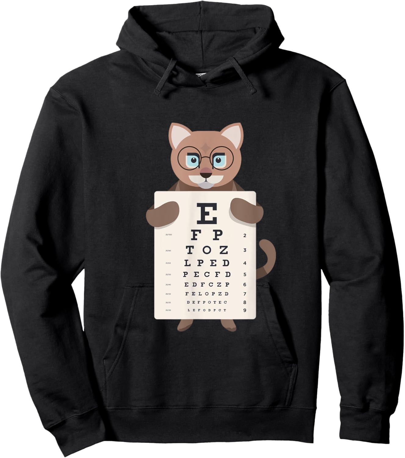Funny Eye Test for Opticians Eye Doctor Cat Hoodie - Hoodie | Black