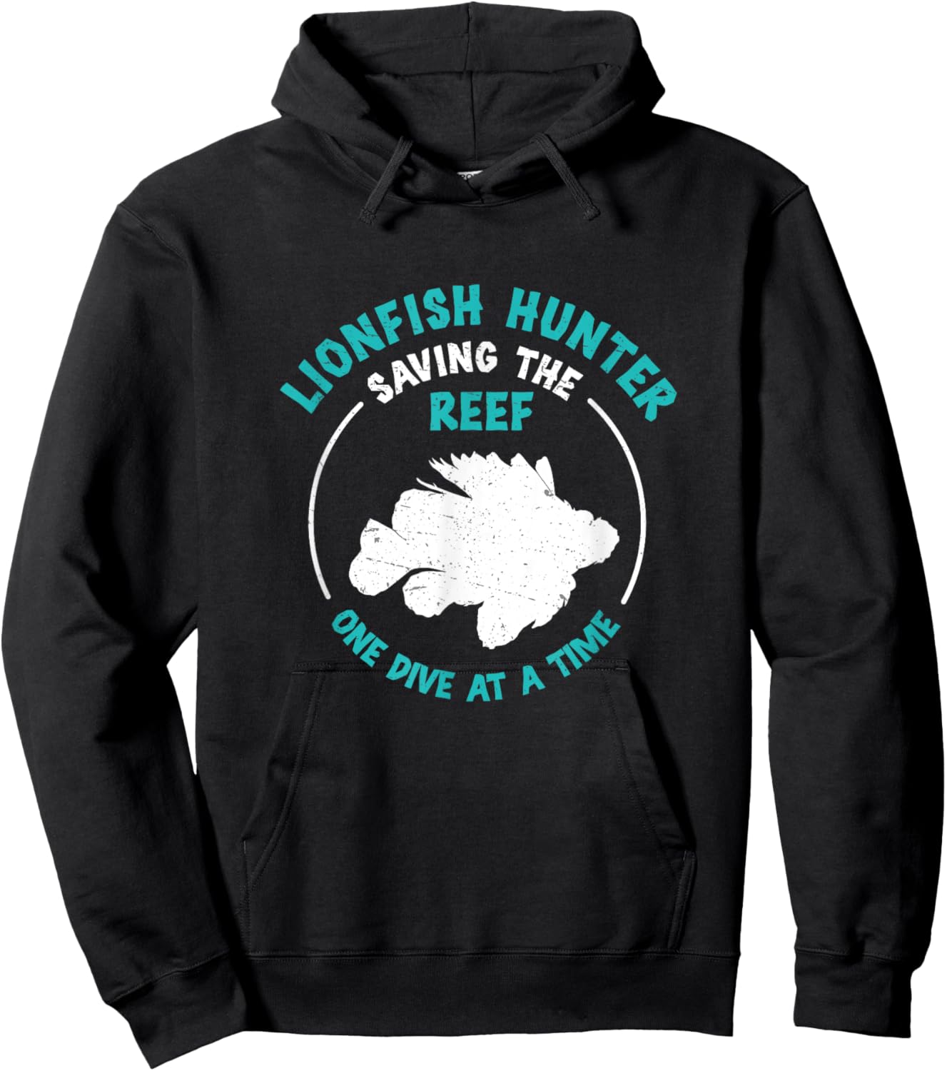 Funny Lionfish Hunter Saving The Reef One Dive At A Time Hoodie - Hoodie | Black