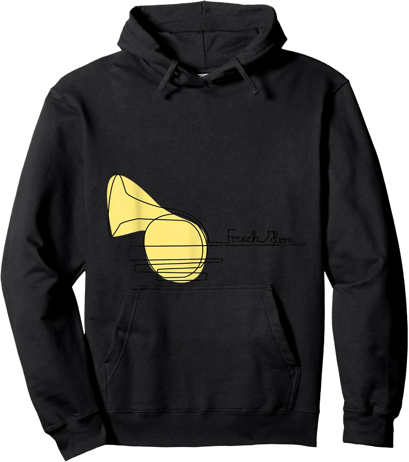 French Hornist Music Design One-Line French Horn Hoodie - Hoodie | Black