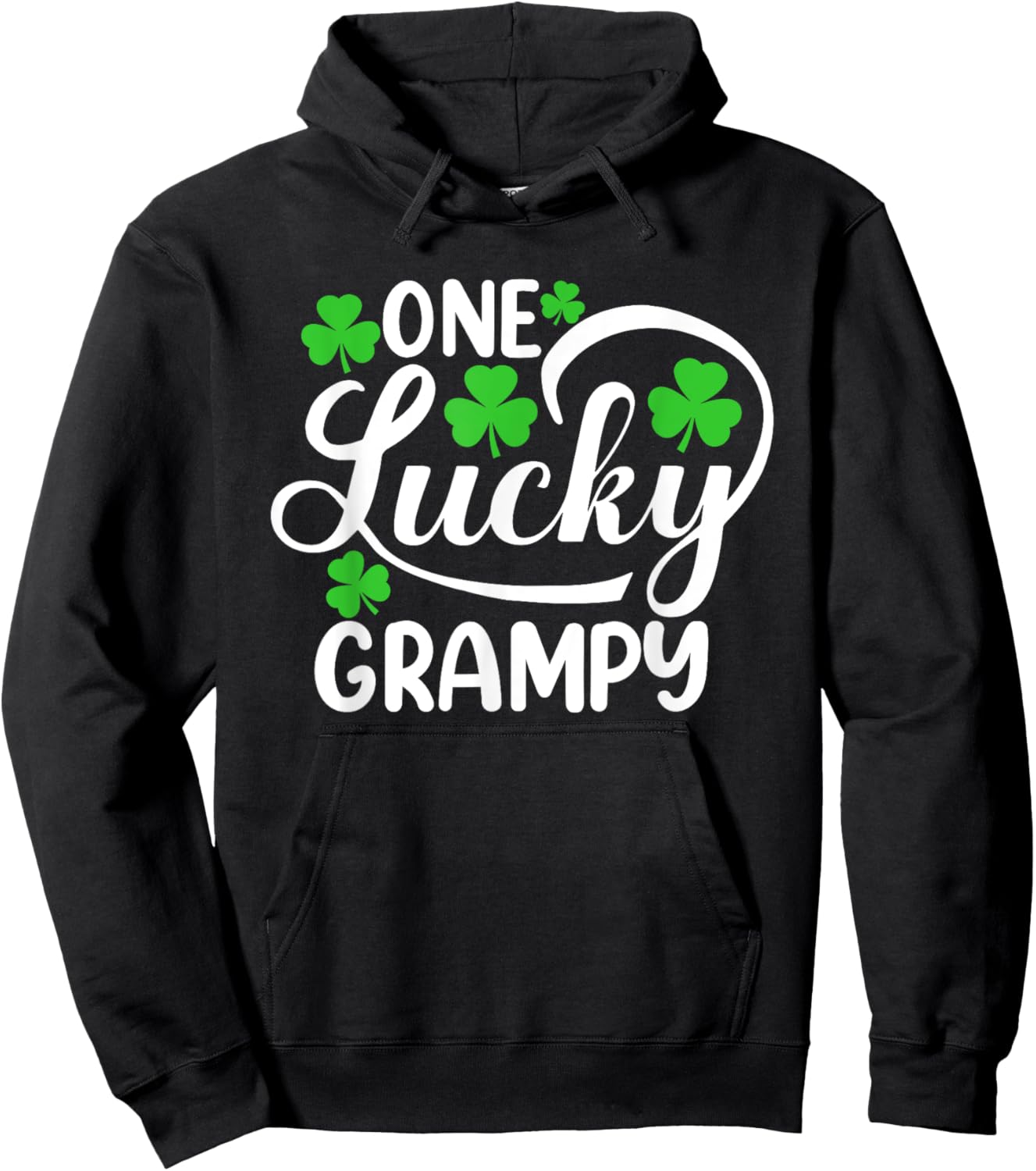 One Lucky Grampy Funny St Patrick's Day Shamrocks Hoodie - Hoodie | Black