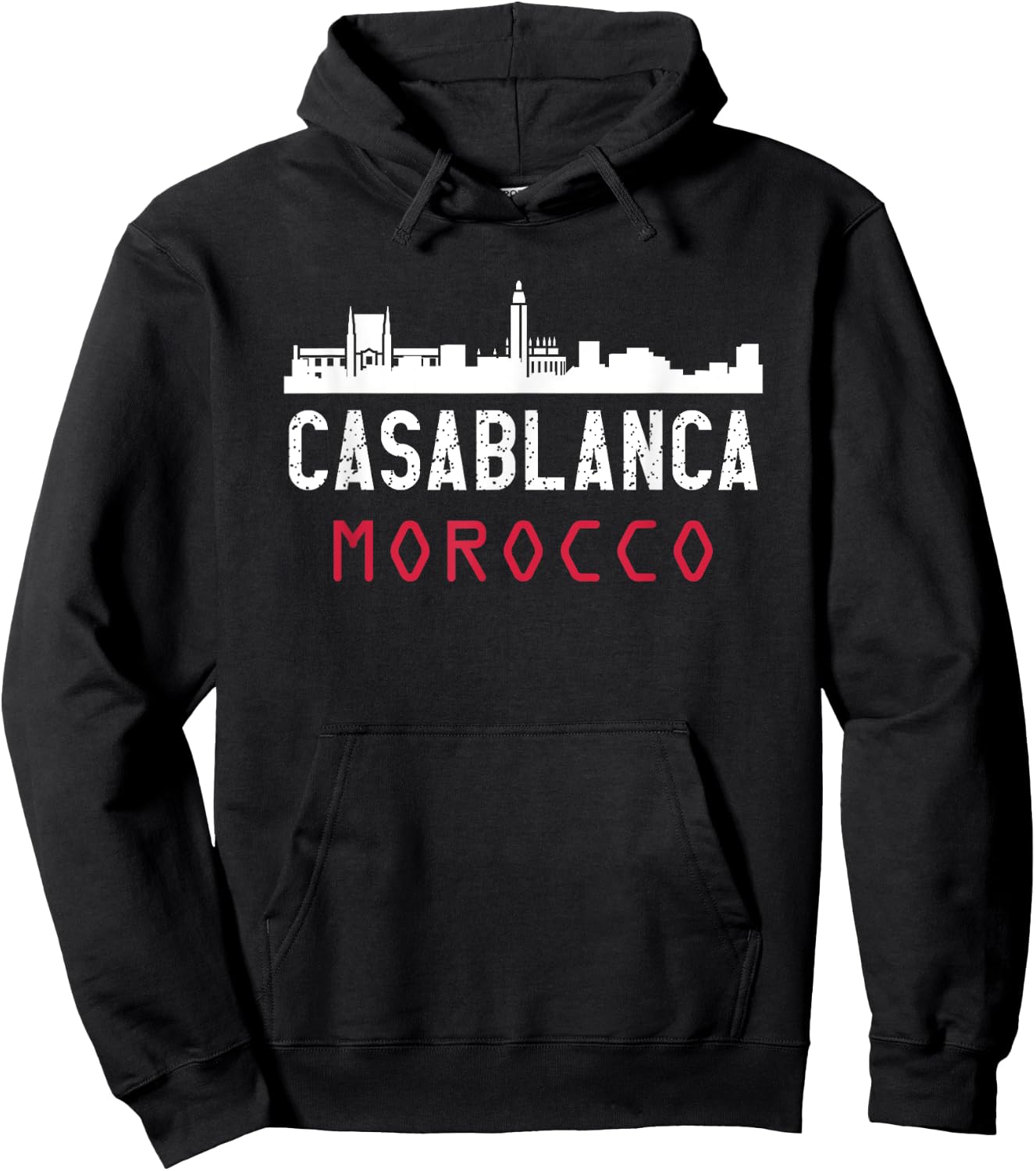 Casablanca Morocco , -Adult, Black, Small, Short Sleeve, , Classic Fit, Polyester 100% Hoodie - Hoodie | Black