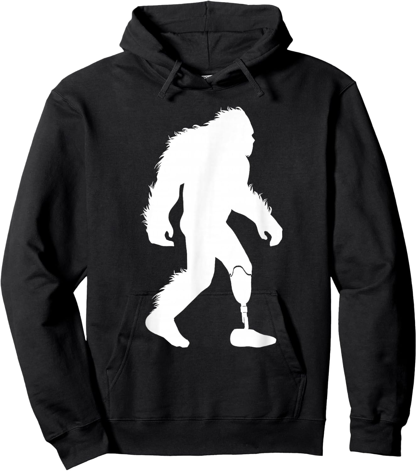 Bigfoot Leg Amputee Sasquatch Wearing Prosthetic Leg Hoodie - Hoodie | Black