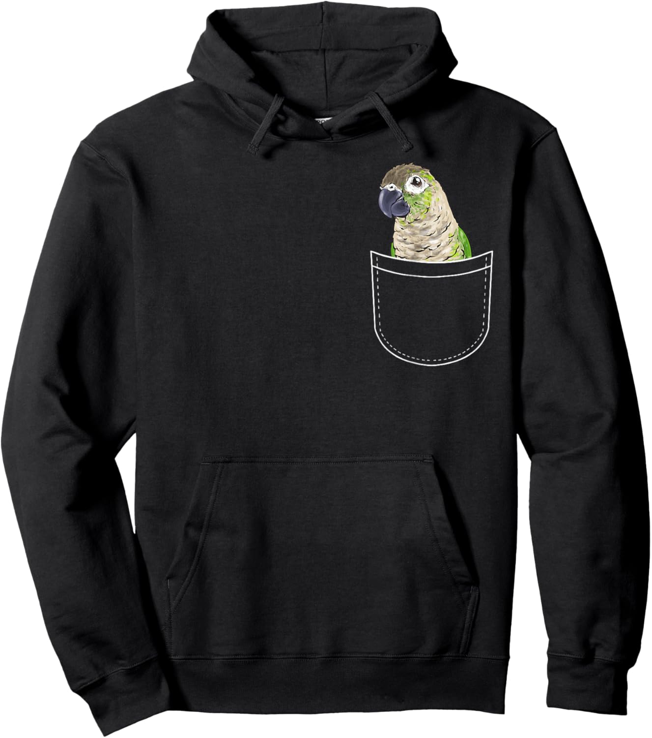 Green Cheek Conure In Pocket Parrot Bird Conure Hoodie - Hoodie | Black