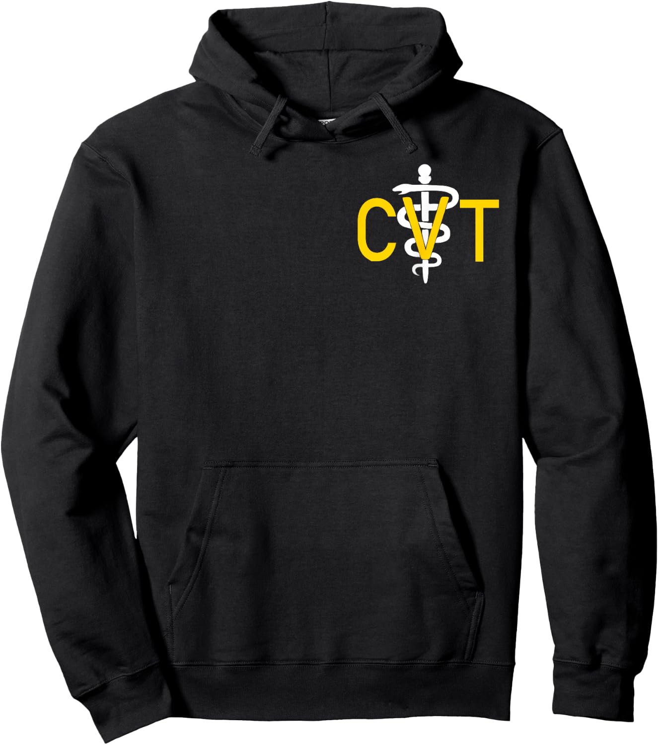 Certified Veterinary Technician CVT Caduceus Pocket Graphic Hoodie - Hoodie | Black