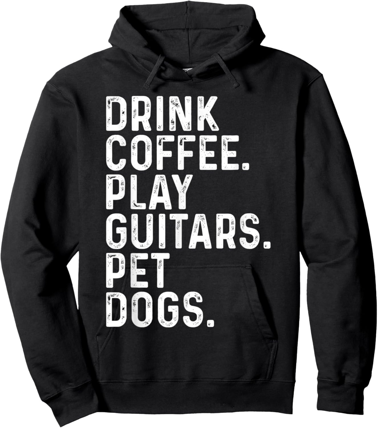 Drink Coffee Play Guitars Pet Dogs Funny Apparel Vintage Hoodie - Hoodie | Black