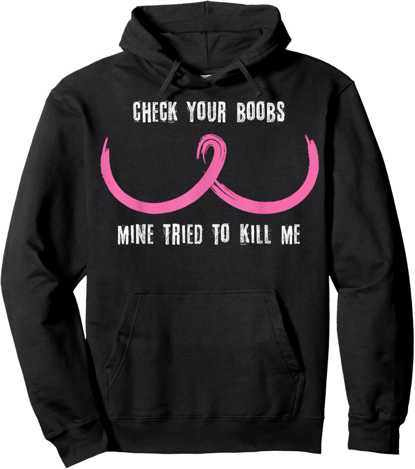 Breast Cancer Awareness Shirt Check Your Boobs Survivor Gift Hoodie - Hoodie | Black