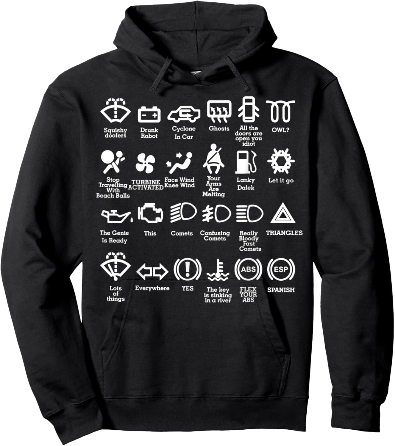 Funny Dash Icons Car Warning Lights Car Garage Mechanic Hoodie - Hoodie | Black