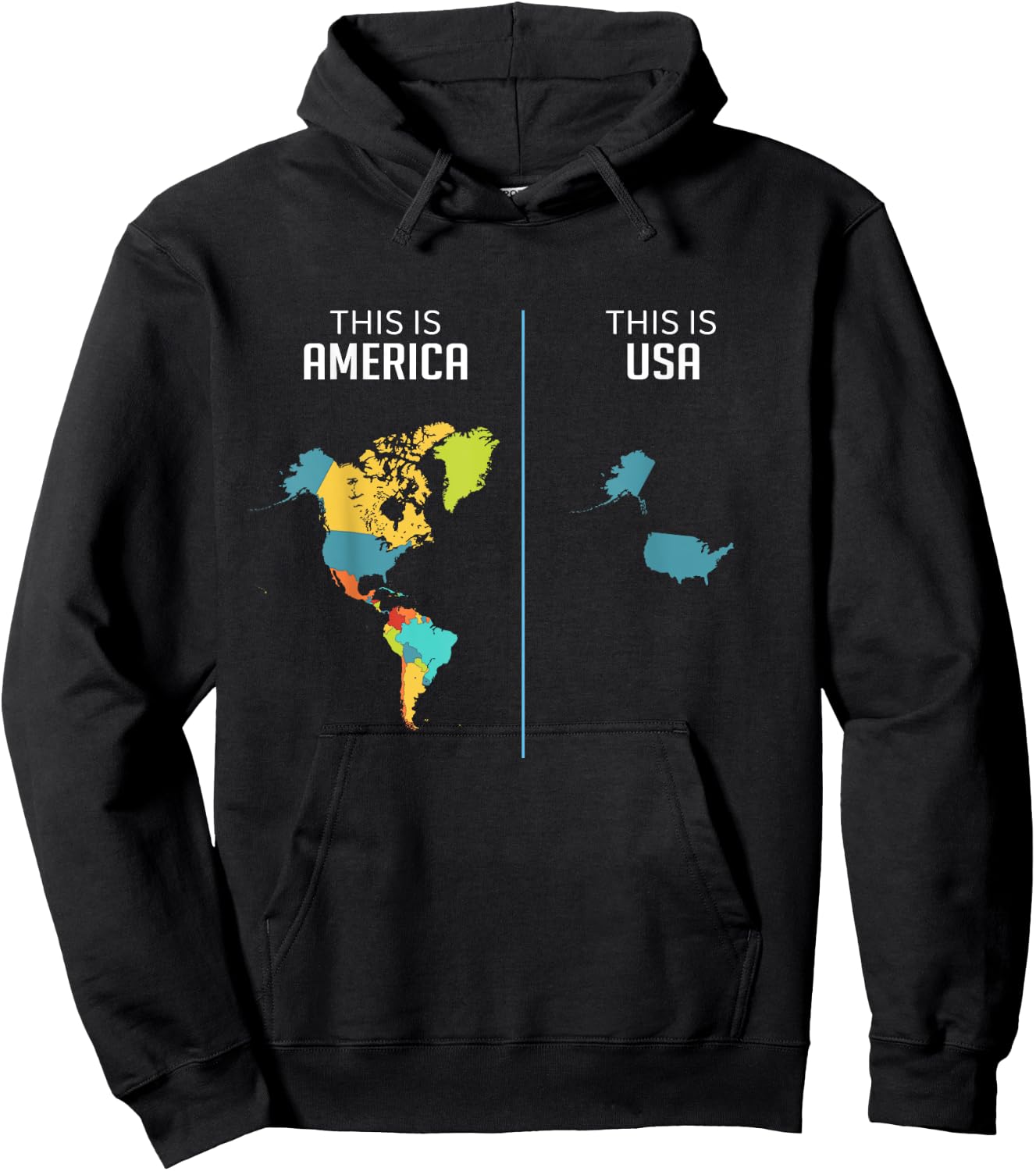South Central and North America USA Continent Country Map Hoodie - Hoodie | Black