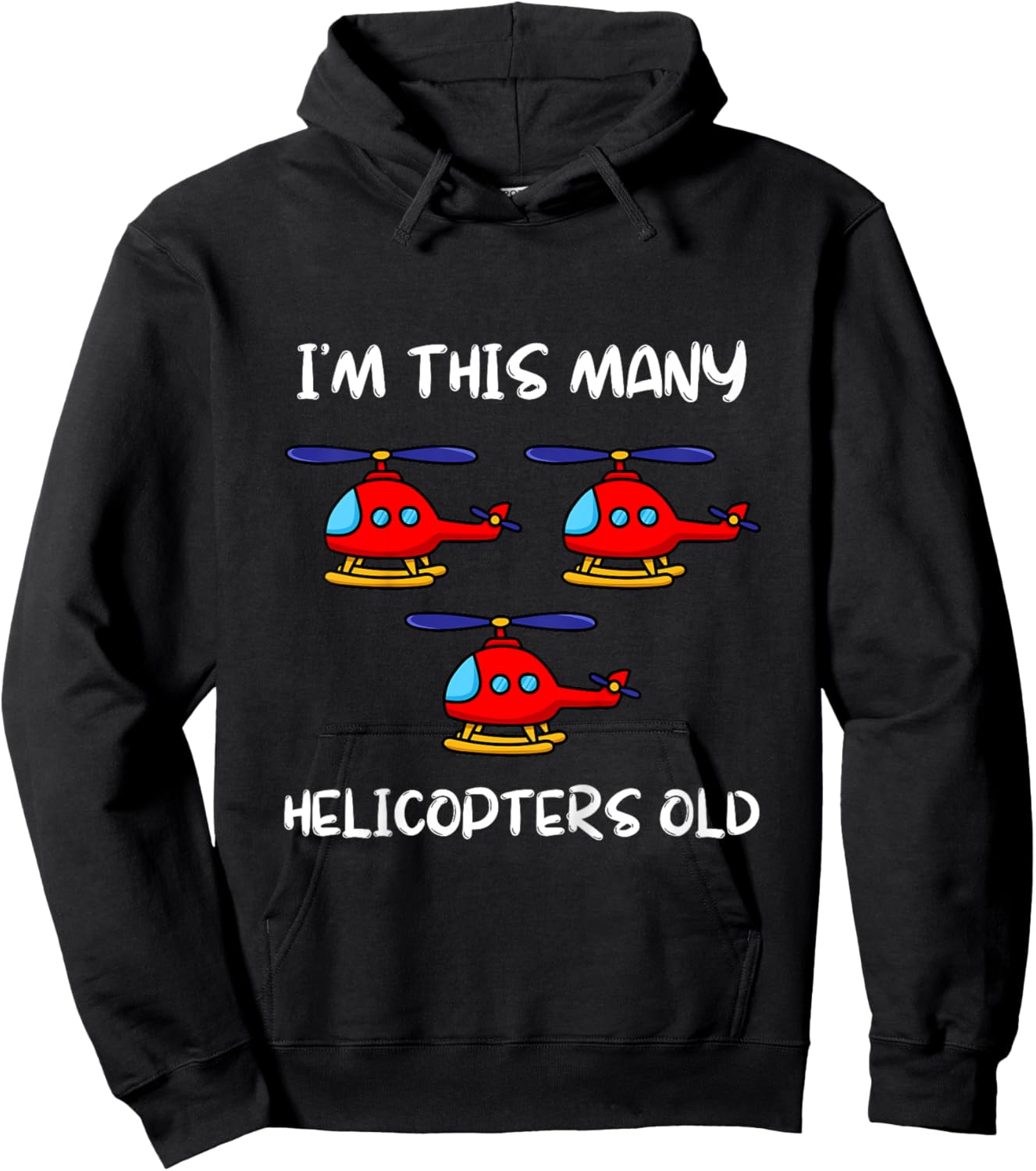 I'm This Many Helicopters Old 3rd Birthday 3 Years Old Bday Hoodie - Hoodie | Black