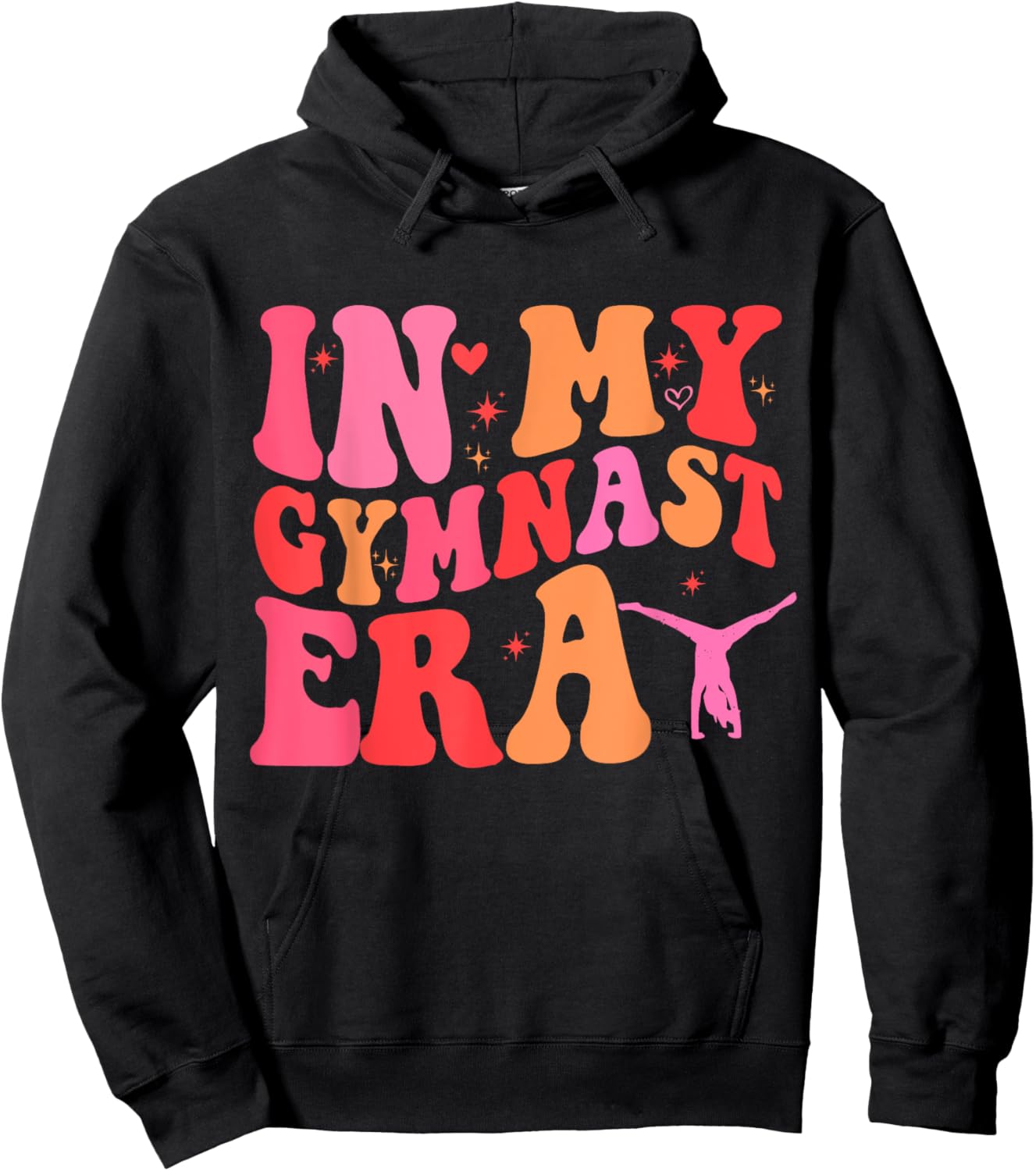 Funny Gymnastics Lover Quote In My Gymnast Era Mom Groovy Hoodie - Hoodie | Black
