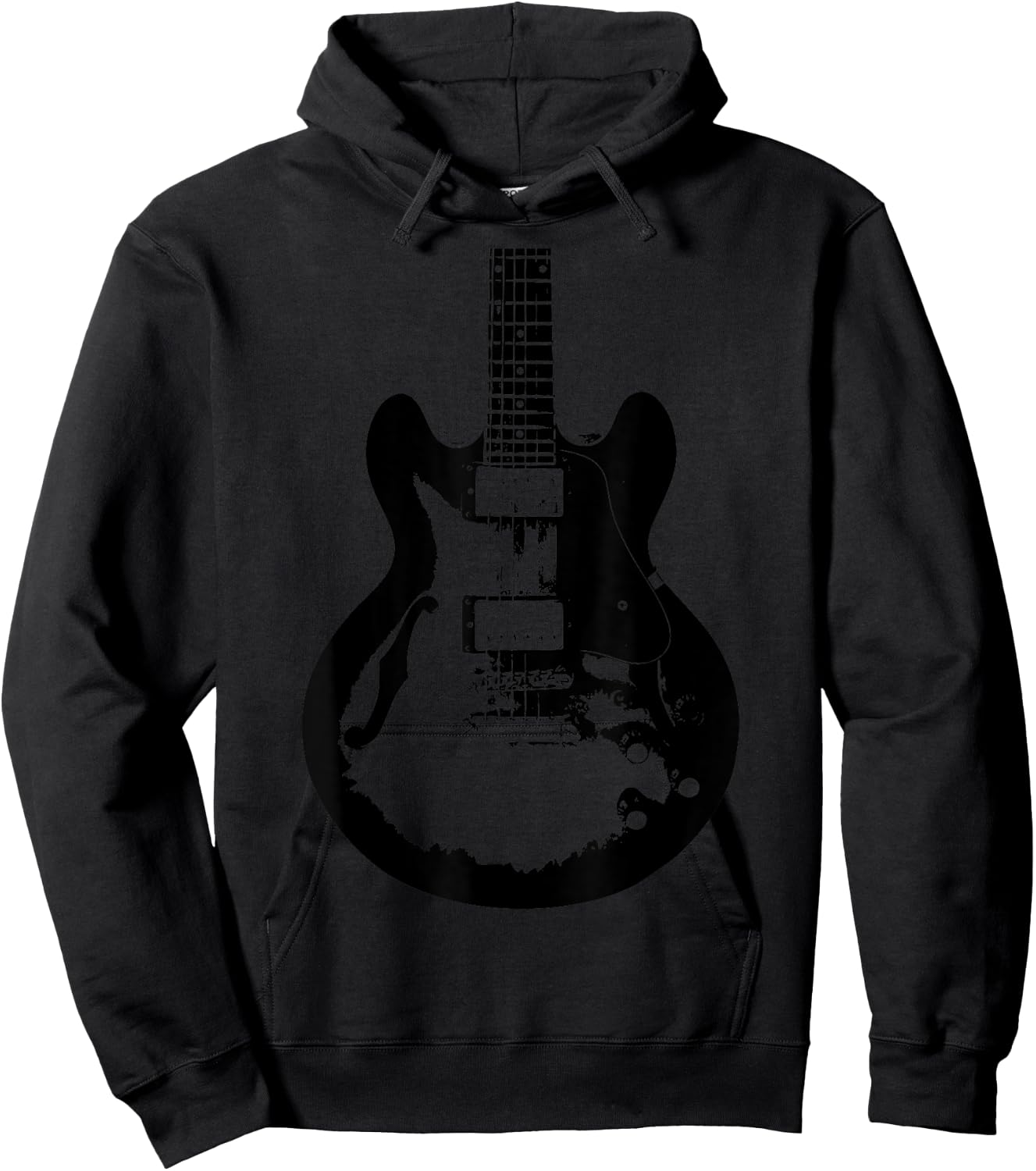 Guitar Silhouette Music Band Rock Grunge Vintage Graphic Art Hoodie - Hoodie | Black