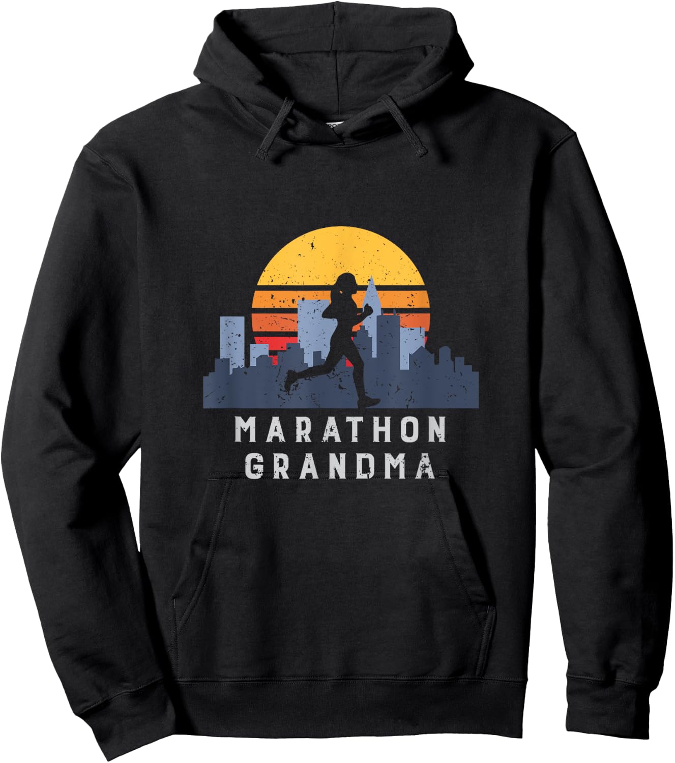 Marathon Run Grandma Vintage Retro Hoodie - Hoodie | Black