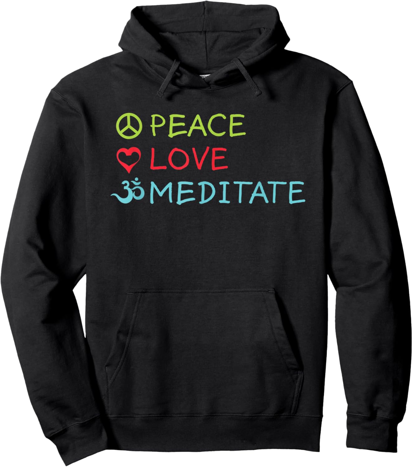 Peace Love Meditate - Mindfulness Zen Buddha Meditation Yoga Hoodie - Hoodie | Black
