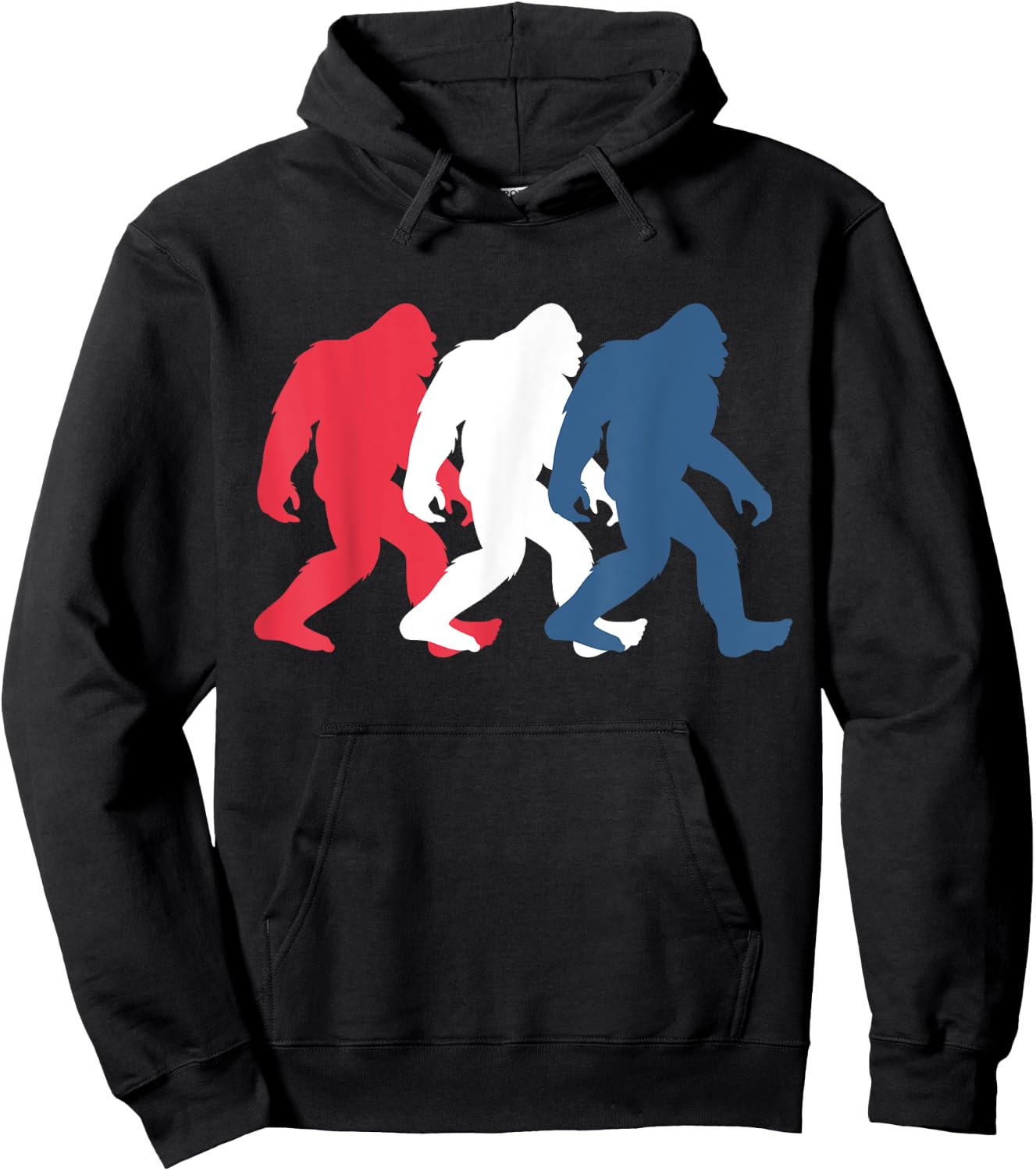 4th of July Bigfoot Red White and Blue Gift Sasquatch Merica Women Kids Men Hoodie - Hoodie | Black