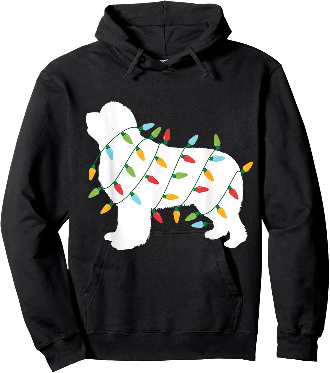 Christmas Lights Newfoundland T Shirt Gifts for Dog Lovers Hoodie - Hoodie | Black