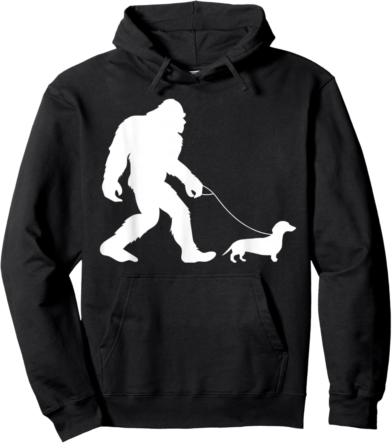 Fun Bigfoot Sasquatch Walking Dachshund Gag Gift Hoodie - Hoodie | Black