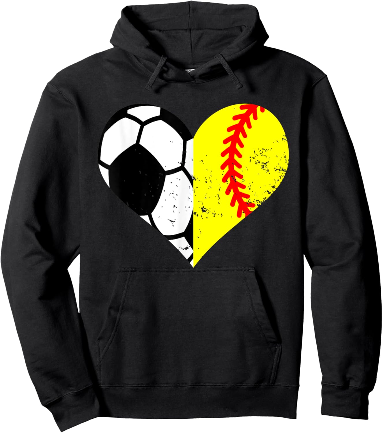 Soccer Softball Heart Funny Soccer Softball Mom Hoodie - Hoodie | Black