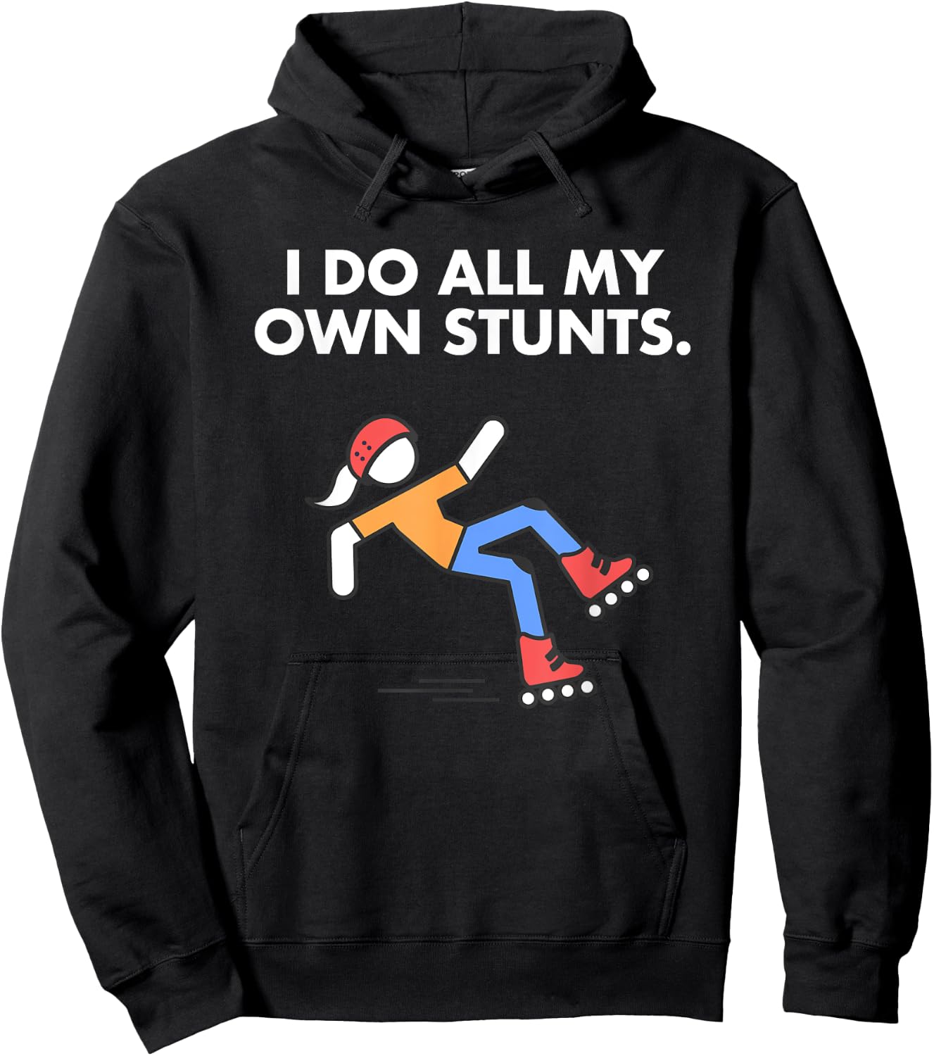 Get Well Funny Roller Skating Accident I do my own stunts Hoodie - Hoodie | Black