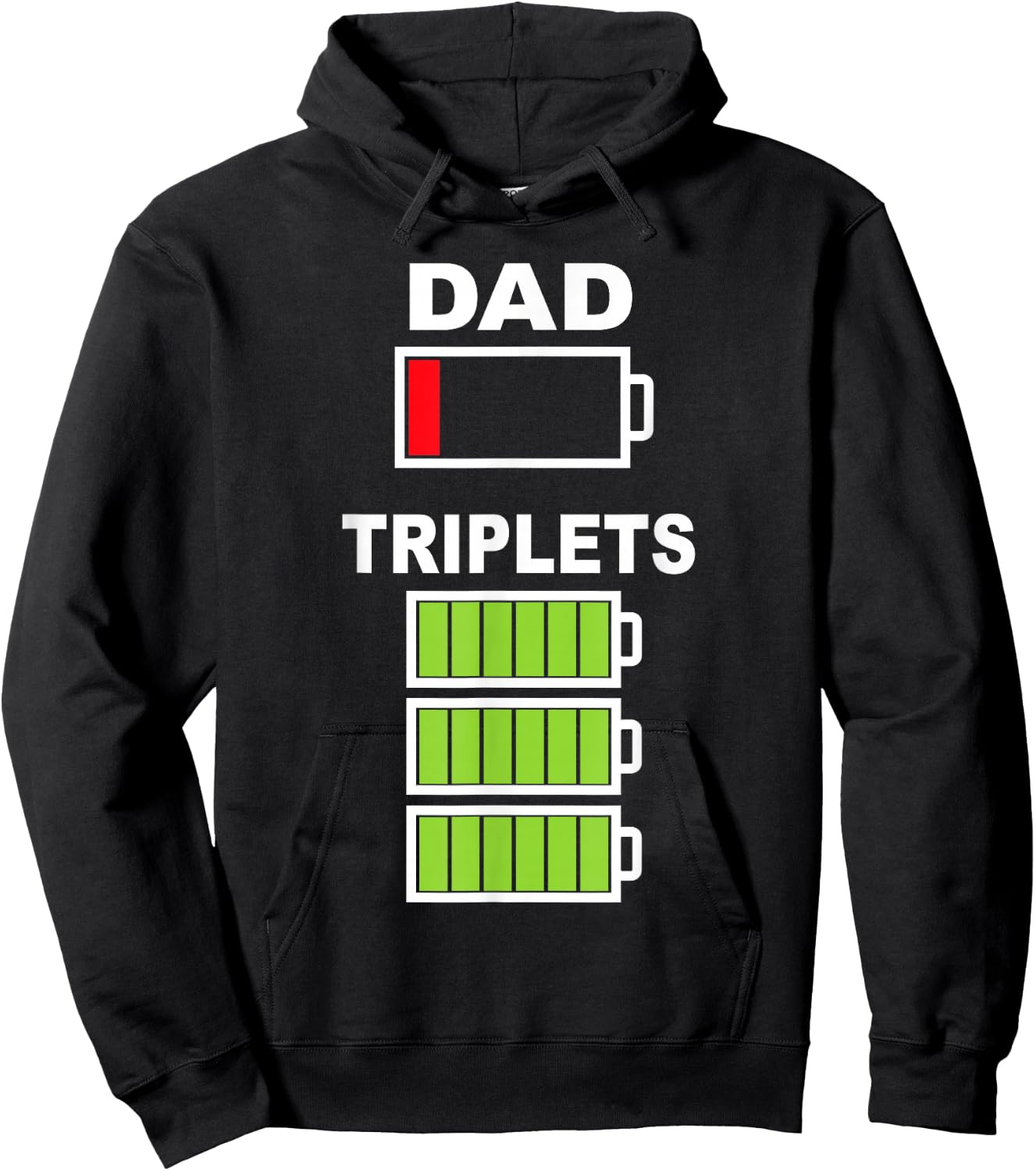 Triplet Dad Low Battery for Tired Parents Father's Day Hoodie - Hoodie | Black