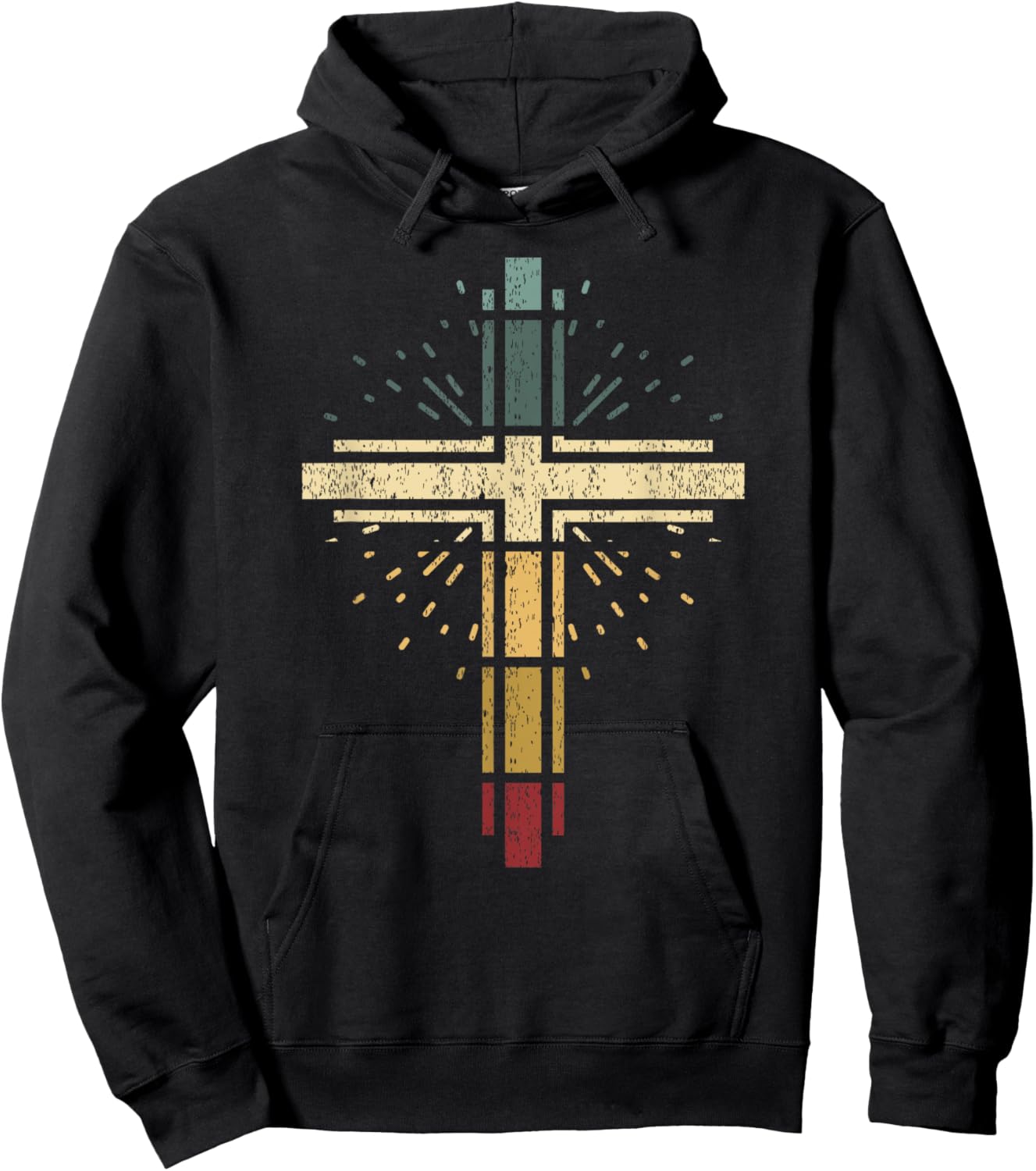 Cross Christian Vintage Religious Faith Vintag Sunset Hoodie - Hoodie | Black