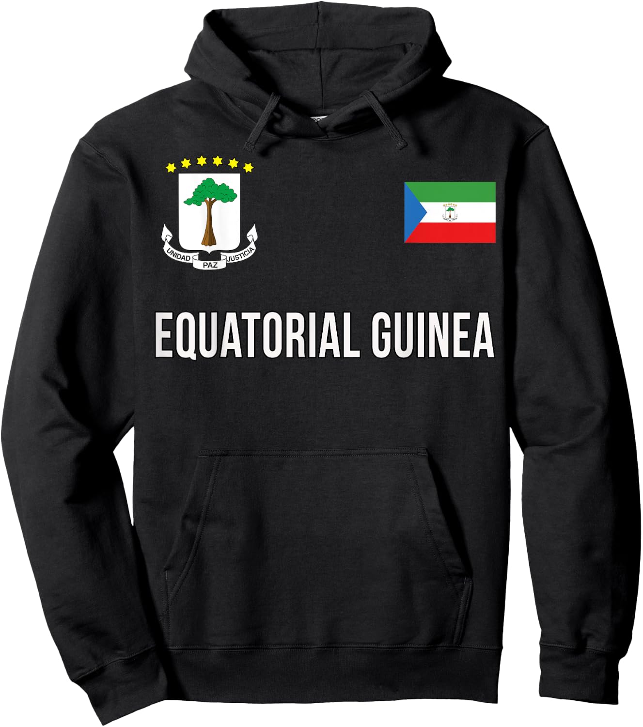 Equatorial Guinea Sports-style Flag and Emblem Design Hoodie - Hoodie | Black