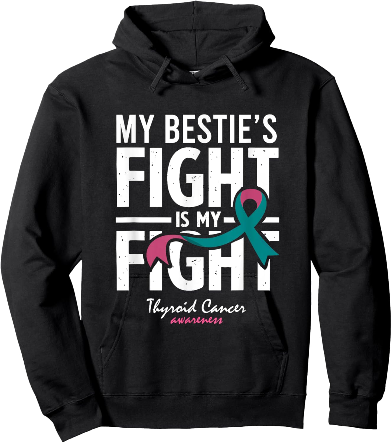Thyroid Cancer Bestie Warrior Support Friend Hoodie - Hoodie | Black