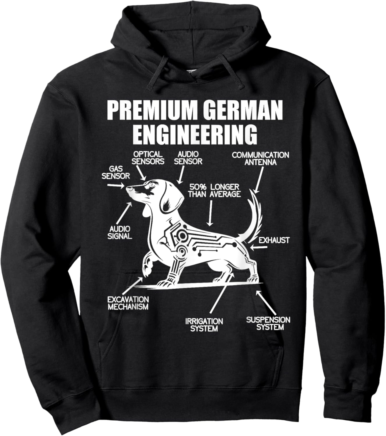 Funny Dachshund Wiener Weiner Dachshund Engineering German Hoodie - Hoodie | Black