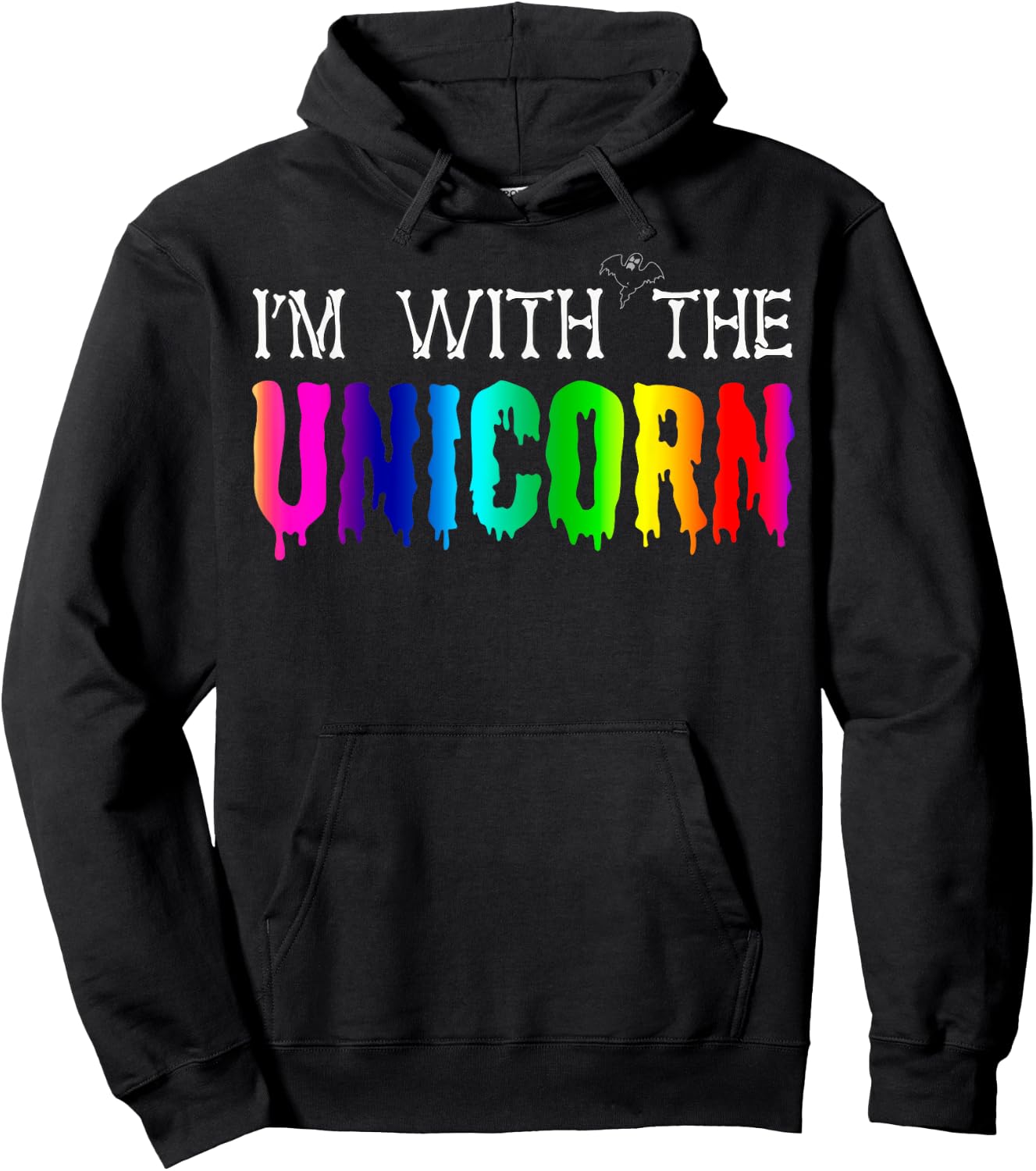 I'm With Unicorn Funny Rainbow Couple Halloween Cosplay Hoodie - Hoodie | Black