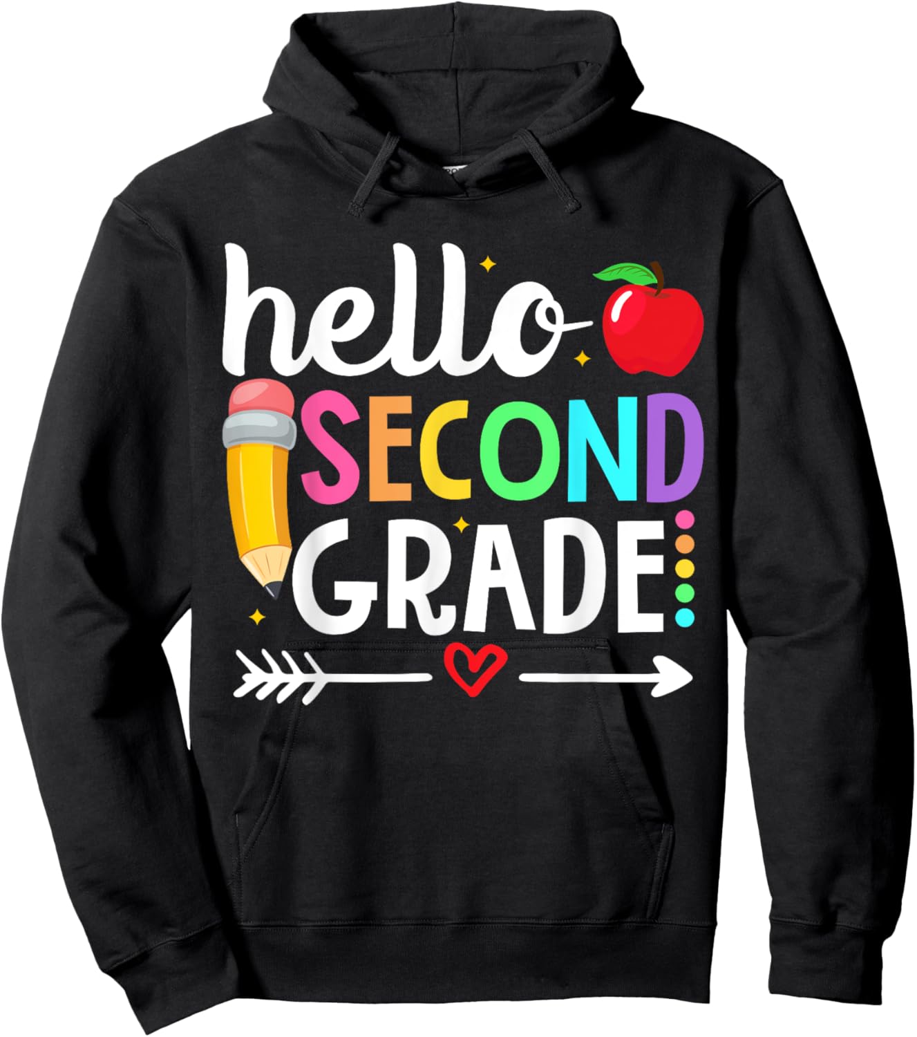 Hello Second Grade Team 2nd Grade Teacher Back to School Men Women Girls Kids Hoodie - Hoodie | Black
