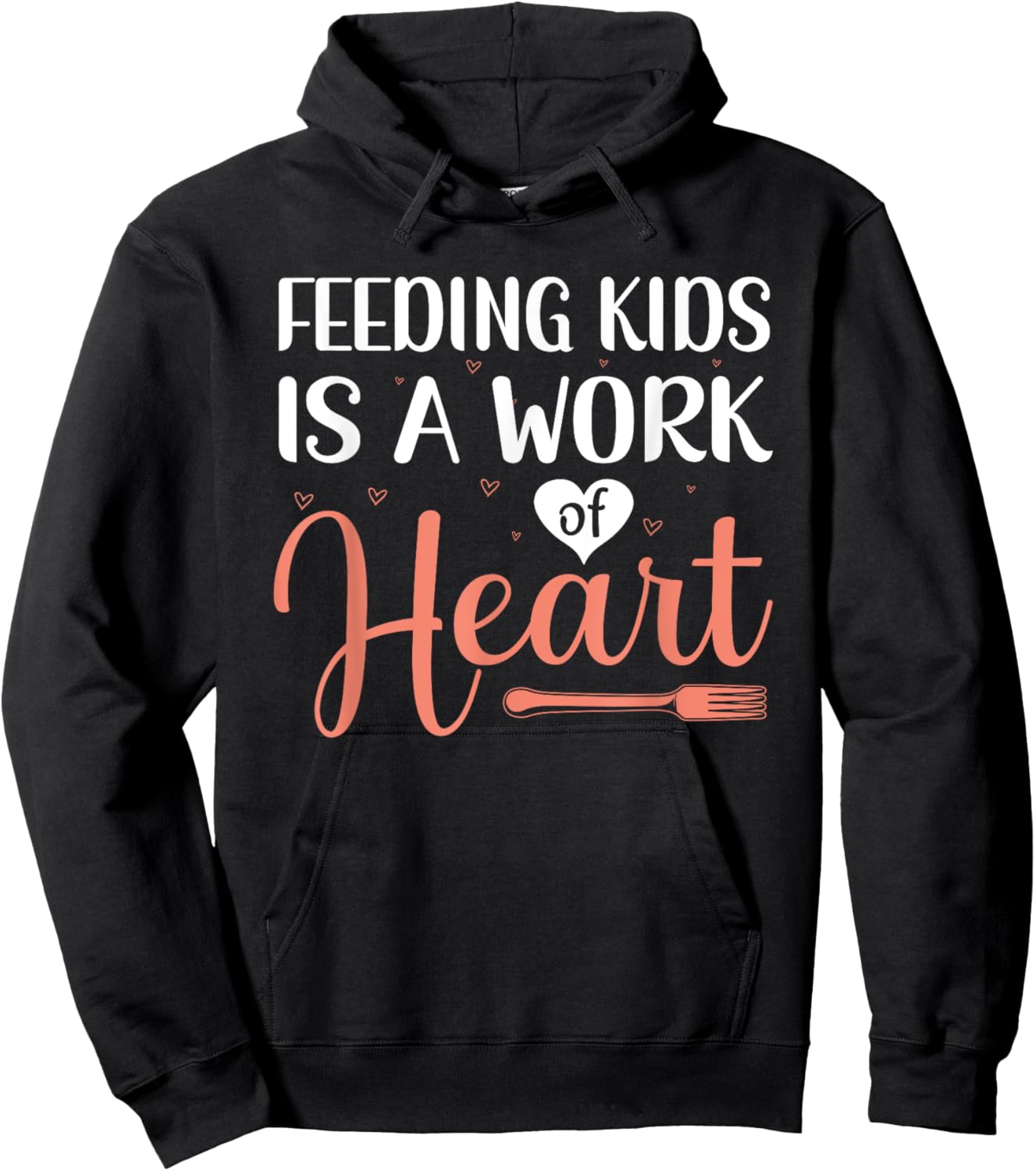 Feeding Kids is a Work of Heart Cafeteria School Lunch Lady Hoodie - Hoodie | Black