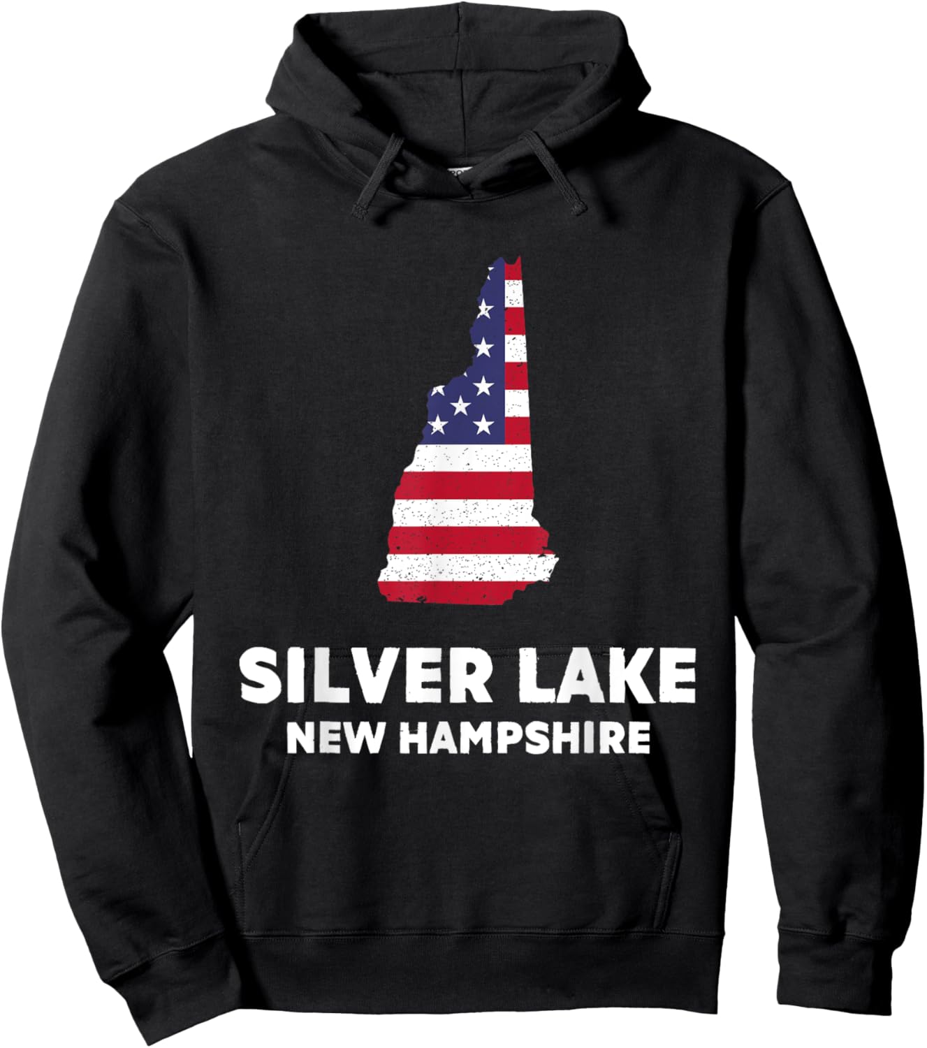 Distressed Patriotic USA Flag Silver Lake, New Hampshire Men Hoodie - Hoodie | Black