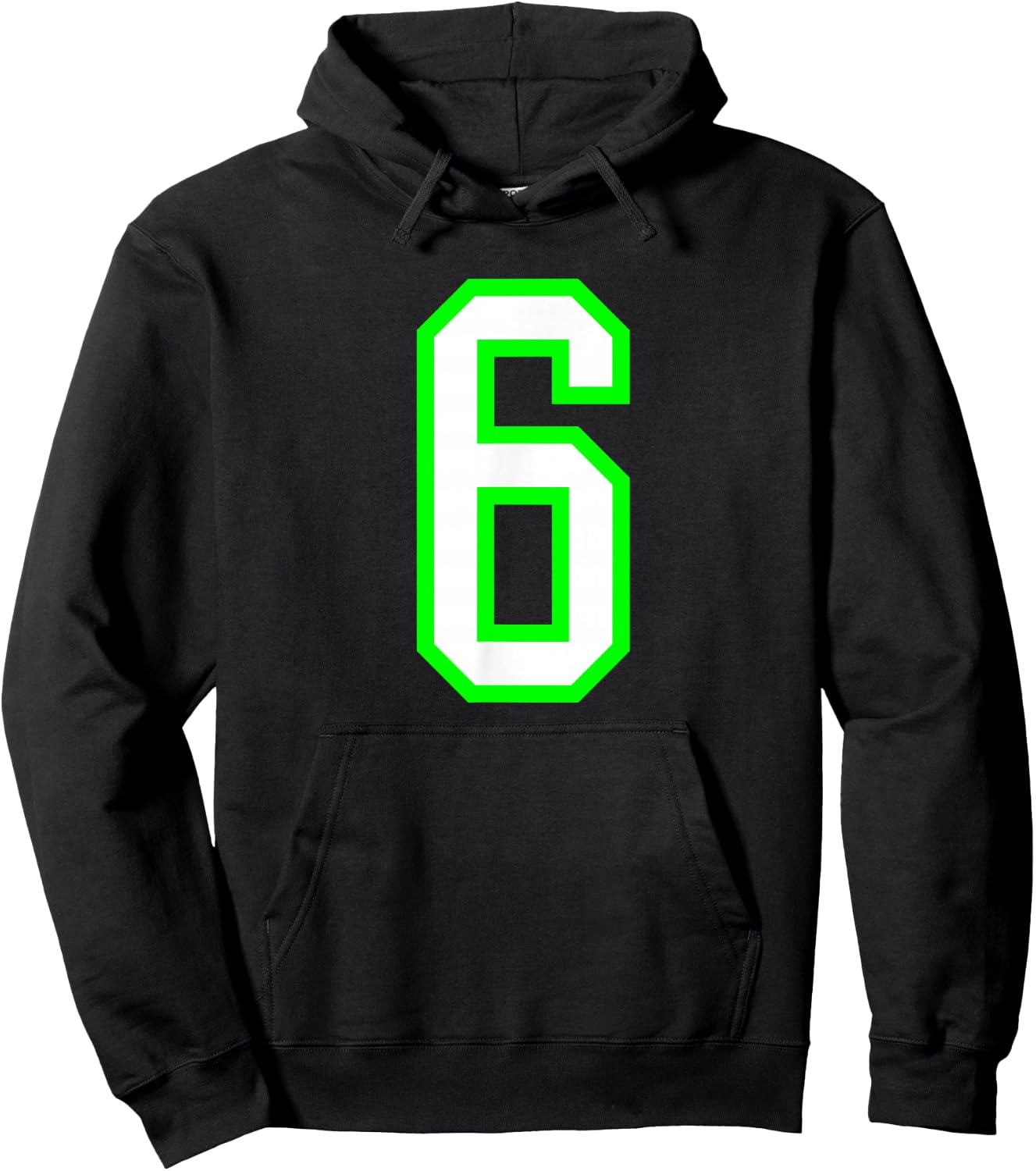 White Lime Sports Team Number 6 Hoodie - Hoodie | Black