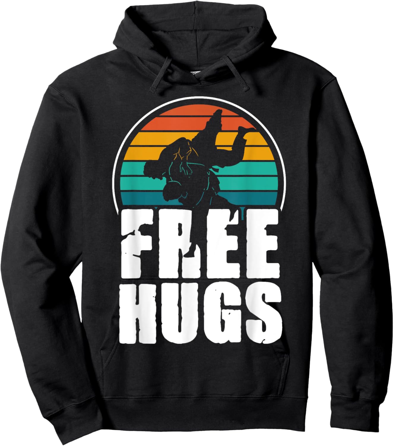 Vintage Retro Free Hugs - Cool Jiu Jitsu BJJ Martial Arts Hoodie - Hoodie | Black
