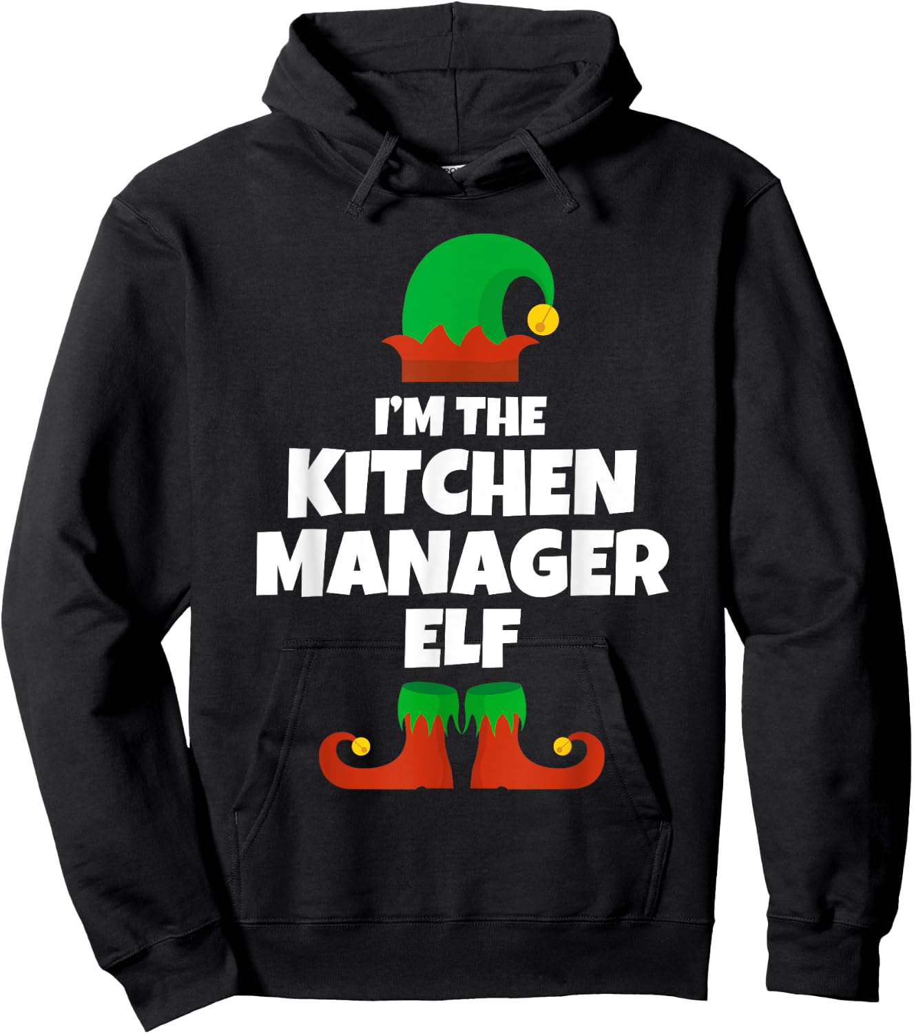 I'm The Kitchen Manager Elf Family Pajama Christmas Funny Hoodie - Hoodie | Black