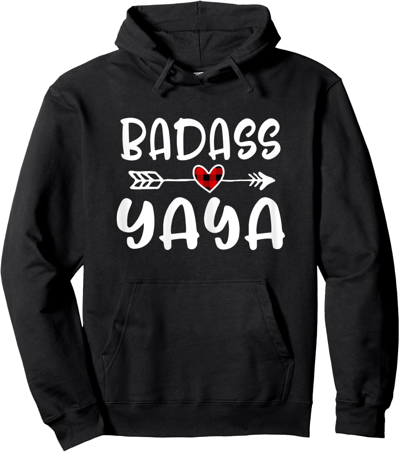 Badass Yaya Mothers Day Buffalo Plaid Grandmother Grandma Hoodie - Hoodie | Black