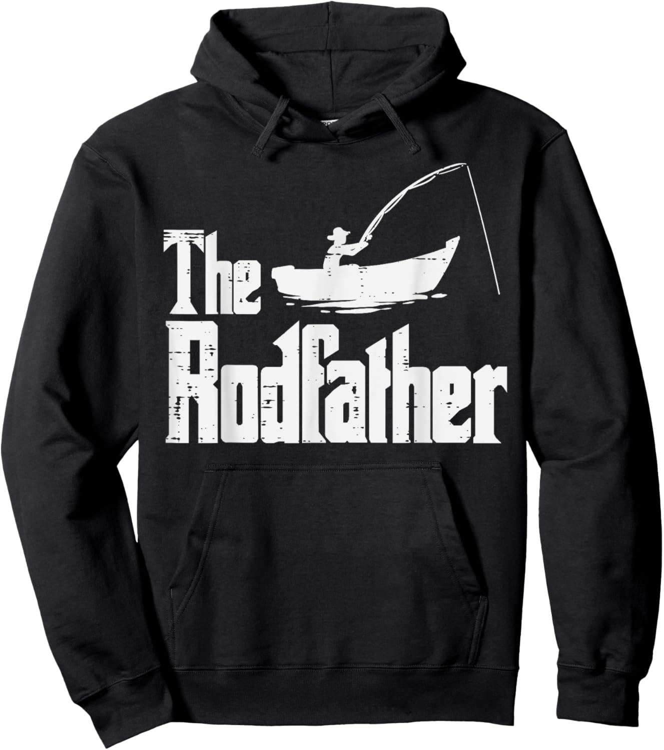 The Rodfather Fun Fishing Fathers Day Movie Pun Dad Papa Men Hoodie - Hoodie | Black